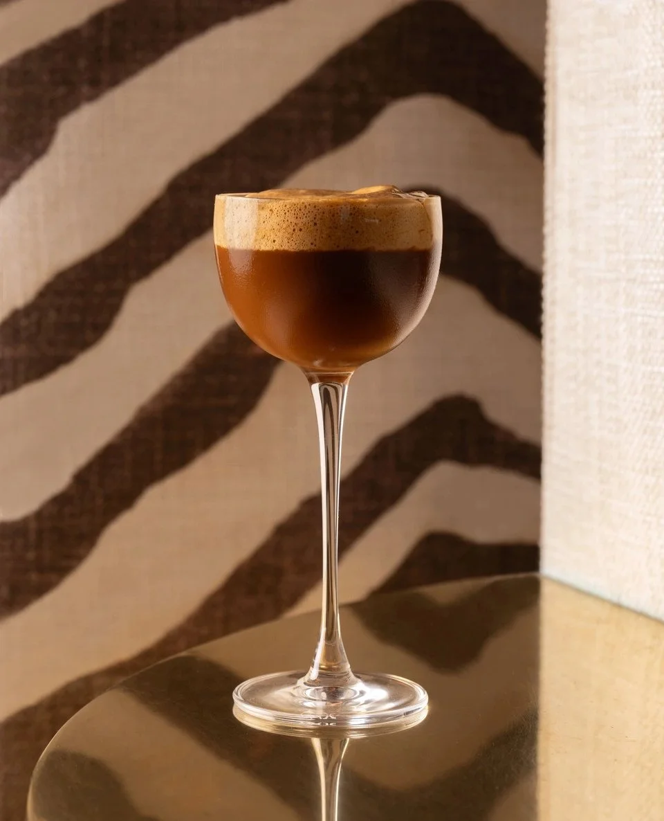 Pick Me Up is our take on tiramisu in a glass, blending Michter&rsquo;s Bourbon with arabica coffee, Madagascan vanilla and a light mascarpone cloud.⁠
⁠
#flamingoroombytashas #jumeirahalnaseem #flamingoroomdubai #cocktails