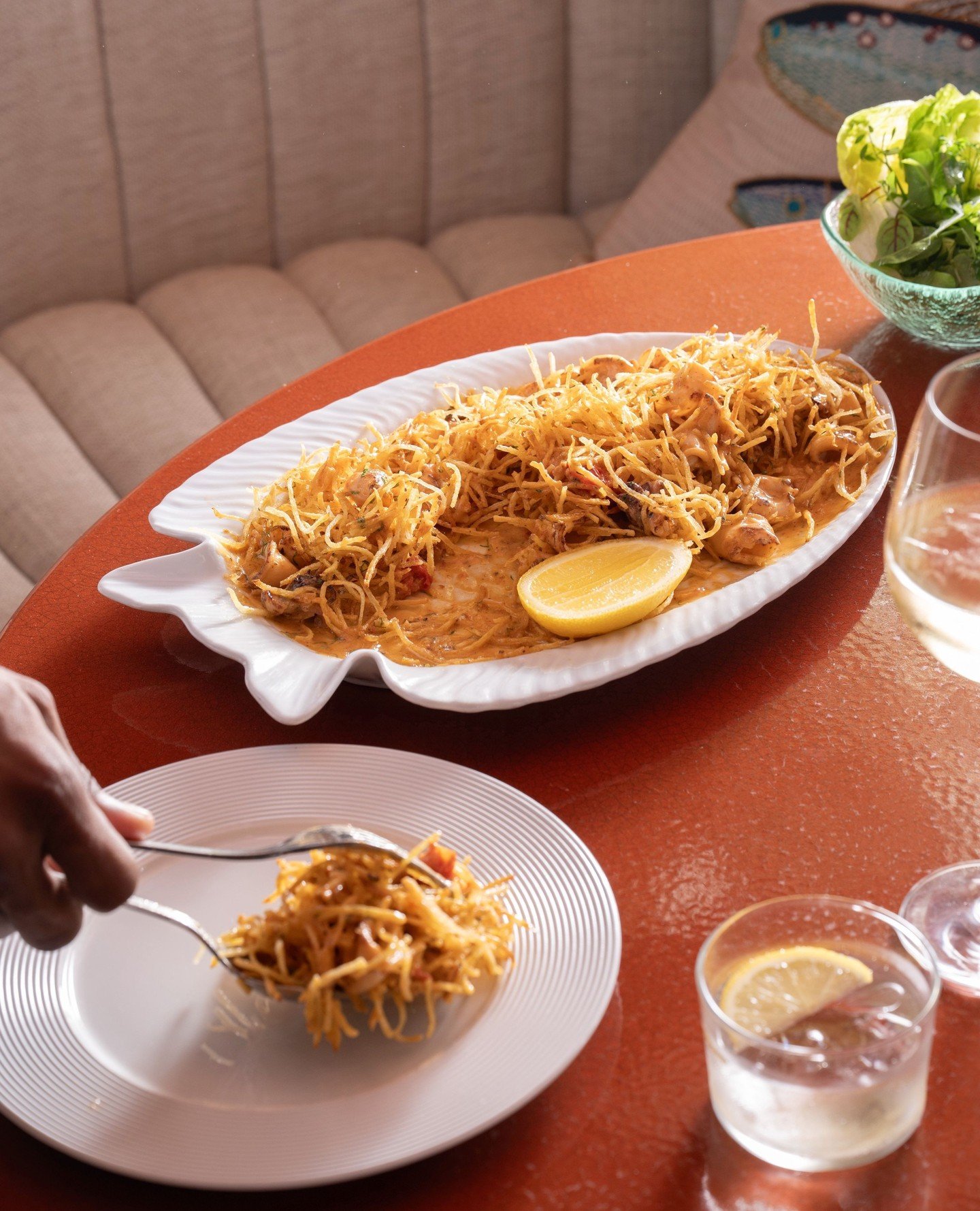Inspired by Natasha&rsquo;s grandfather and his time on the Mozambican coast, our Calamari Mozambique features tender calamari, finished in a blend of house made prego and lemon butter sauces, balanced with heat and richness. Golden shoestring potato
