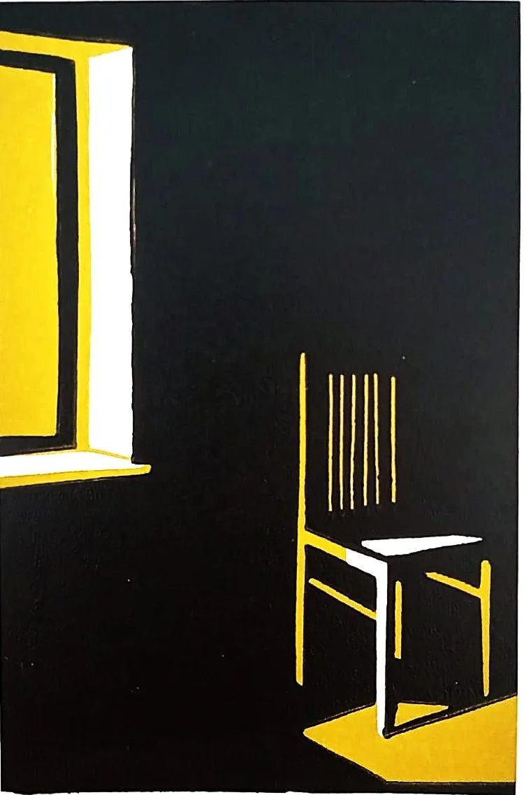  Quiet Corners: Light and Silence   
Reduction linocut  
9 x 13.5 cm