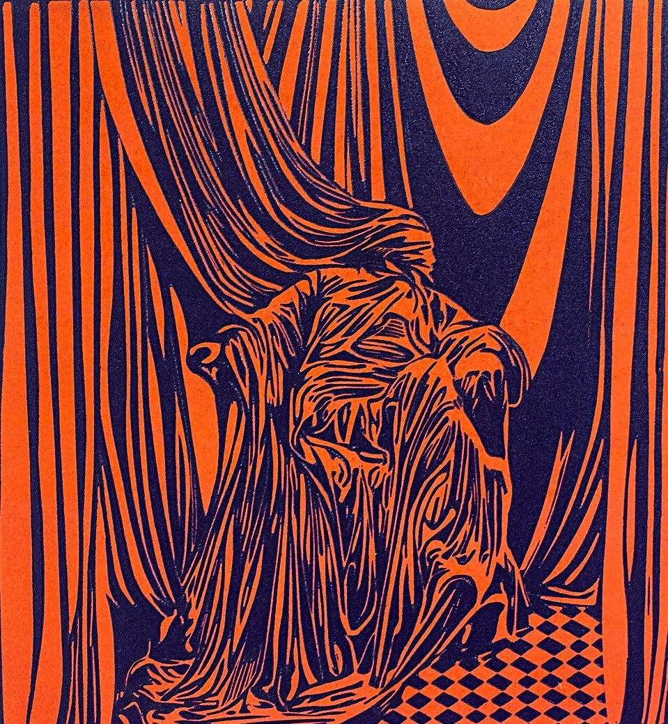  Denial   
Reduction linocut  
20 x 20cm