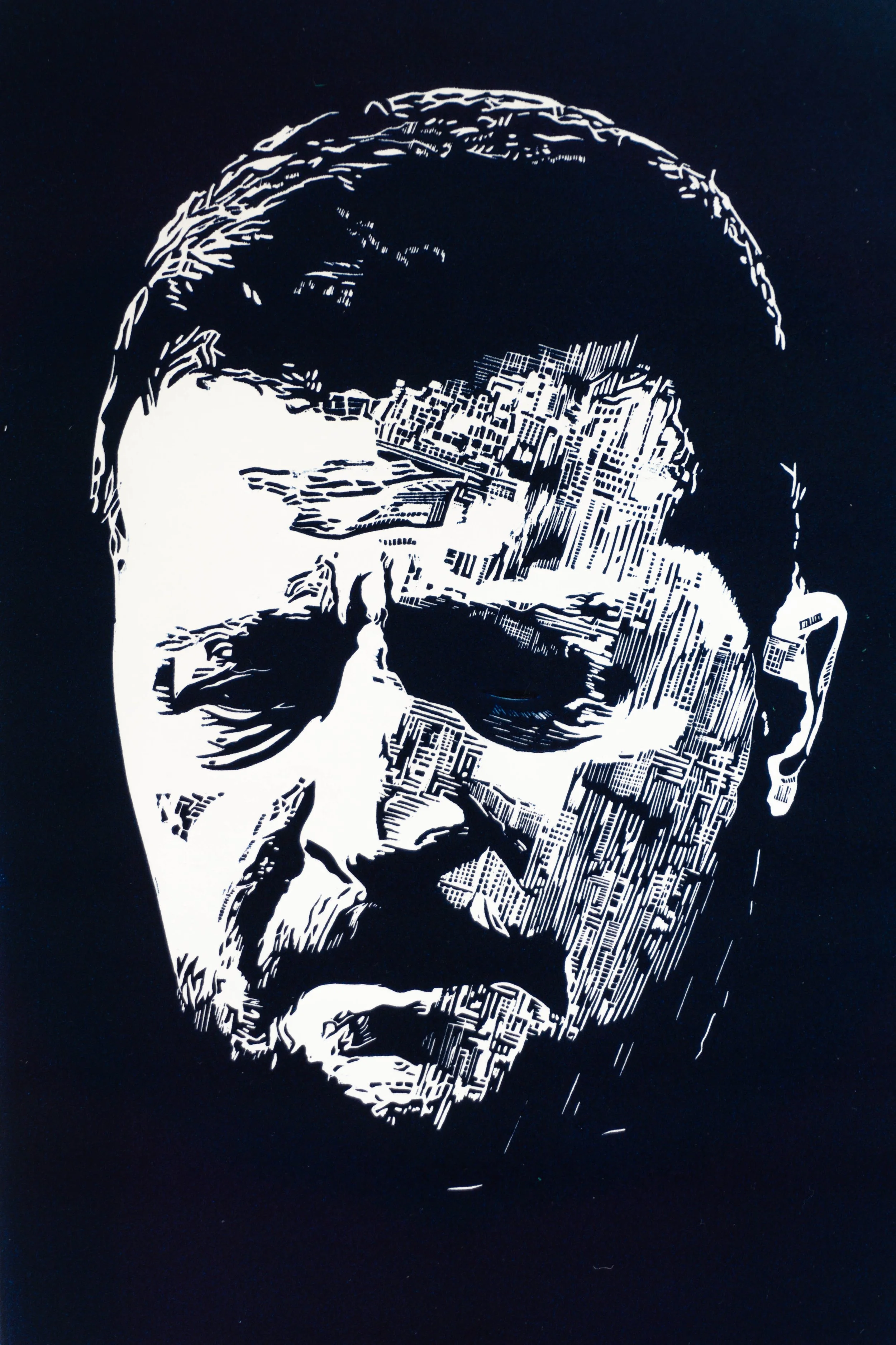  Man in Grief  
Linocut  
21 x 31 cm