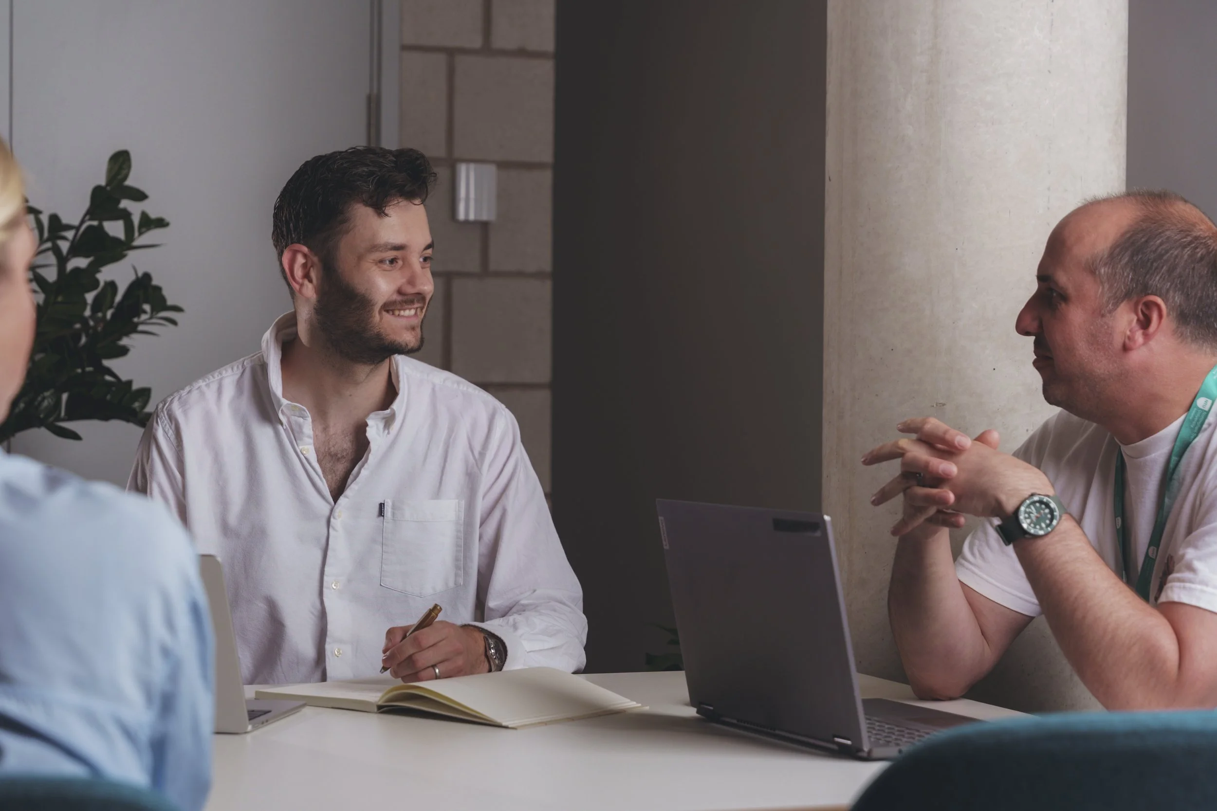 Shots with a client doing business consultancy using artifical light and natural light