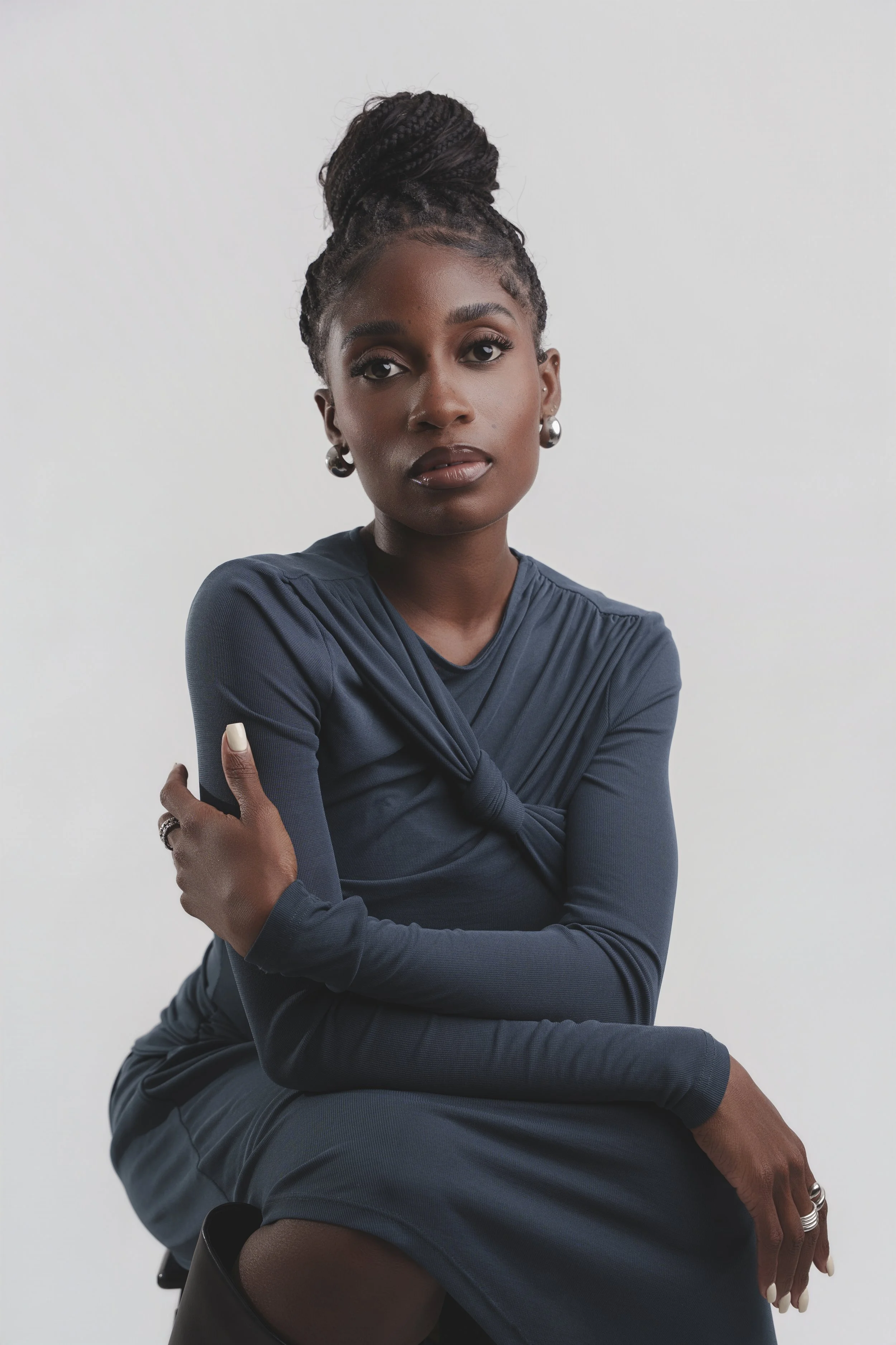 Clean editorial shot with artificial light