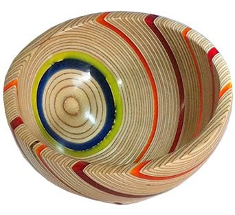 Turned Plywood and acrylic bowl, artist unknown.