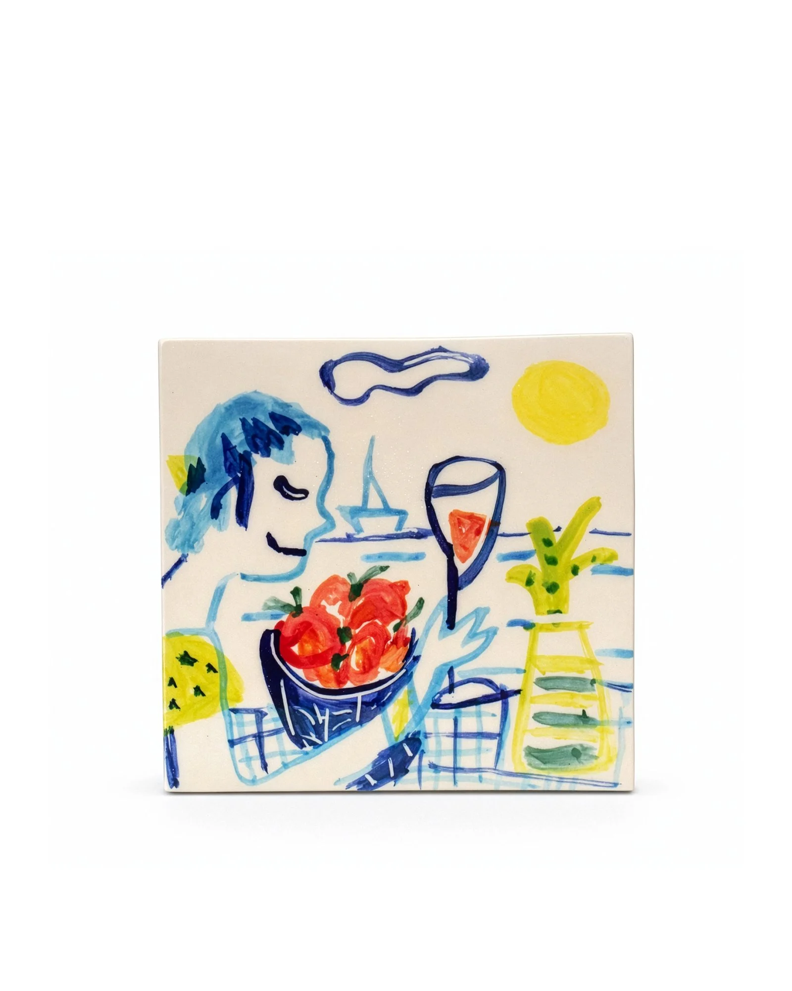 Baldosa Brindando en la playa