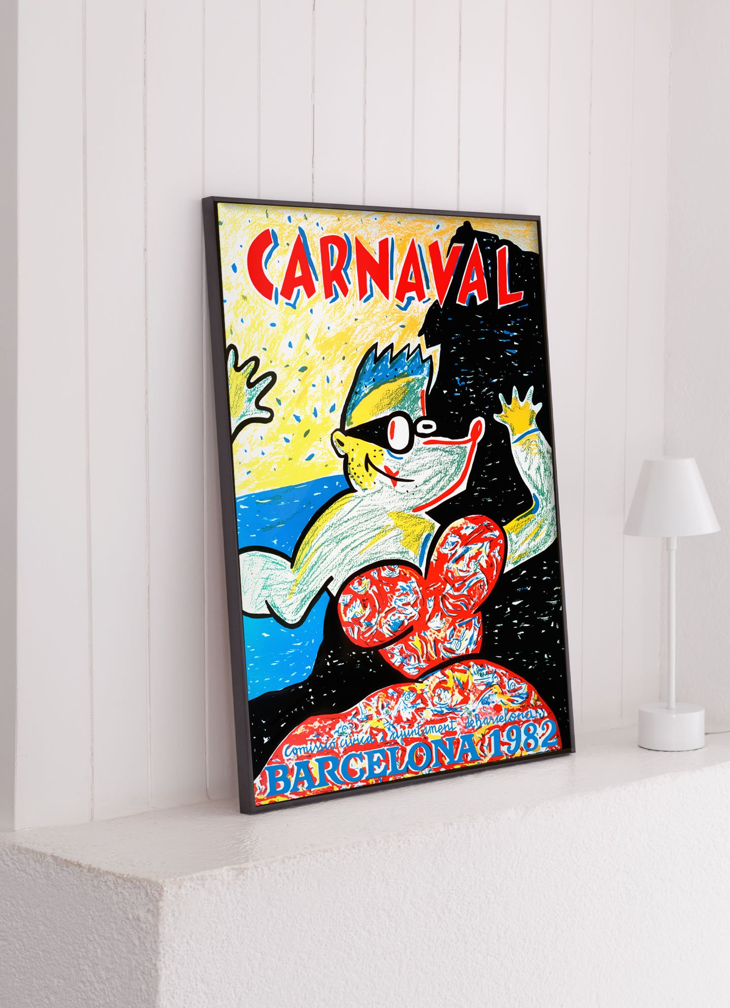 Poster re-editado y enmarcado del Carnaval de Barcelona 1982