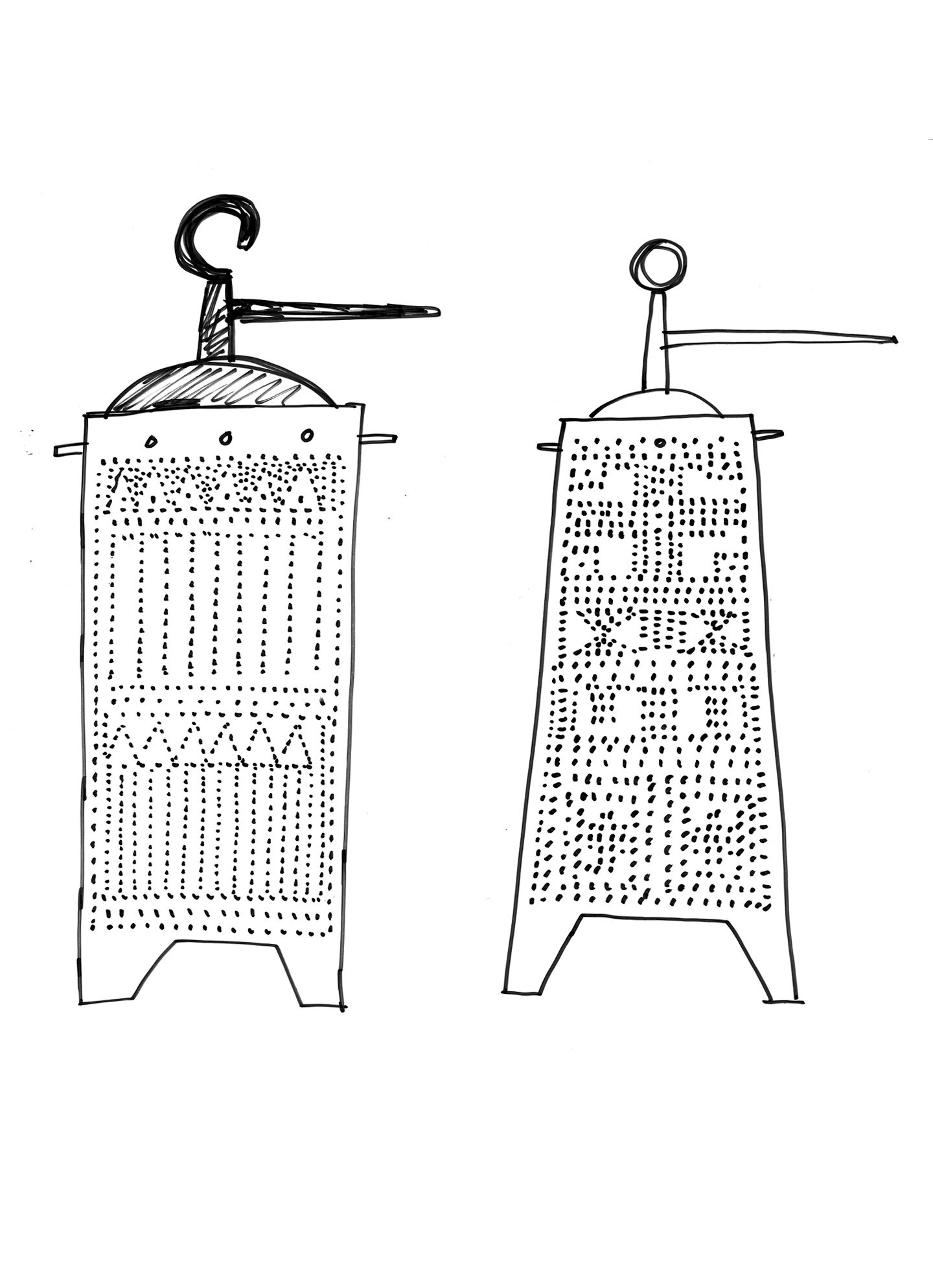 Dibujo preparatorio para la lampara Mora producida por Vondom diseño de Javier Mariscal