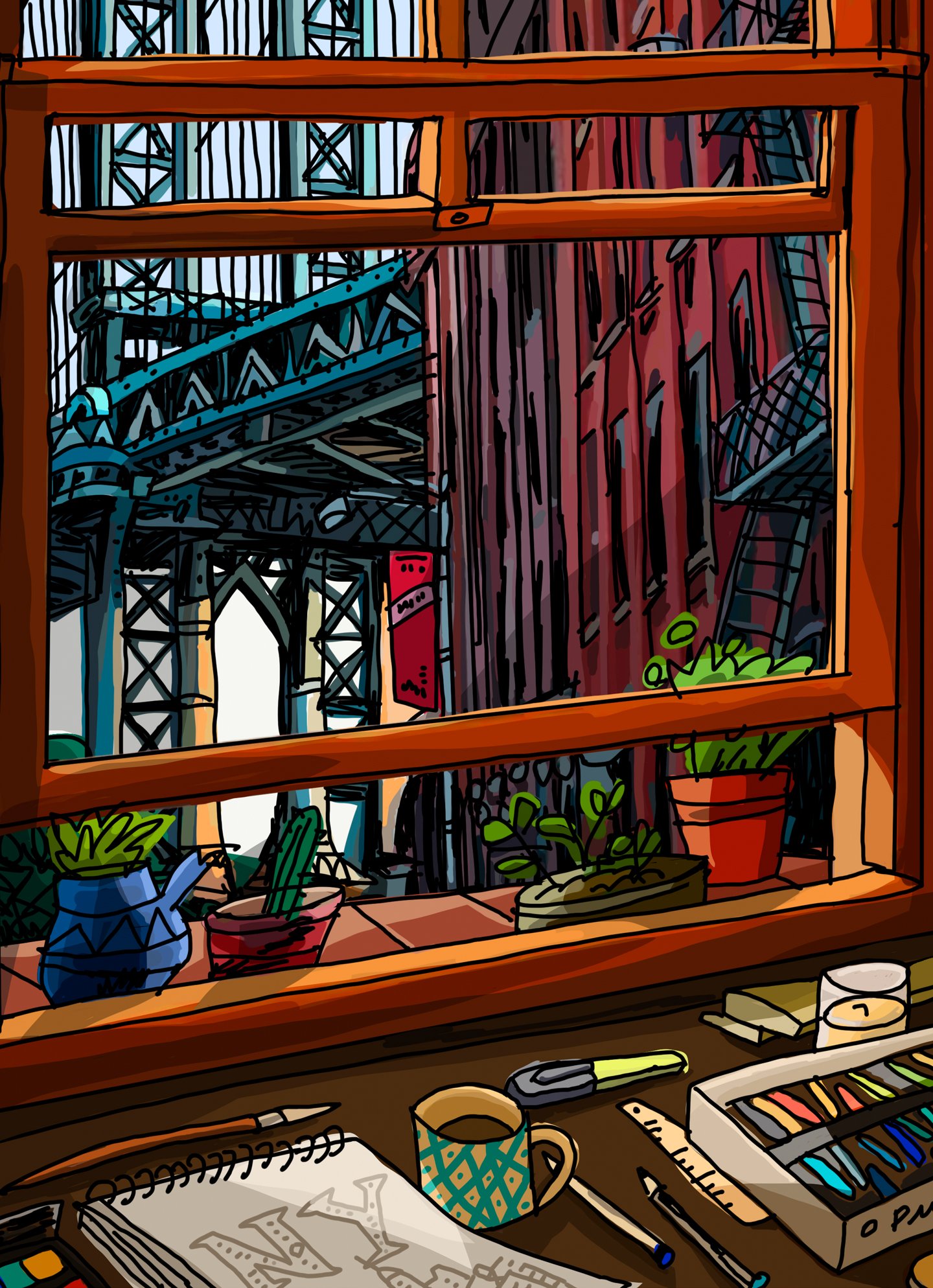 Ventana de NY city ilustracion de Javier Mariscal