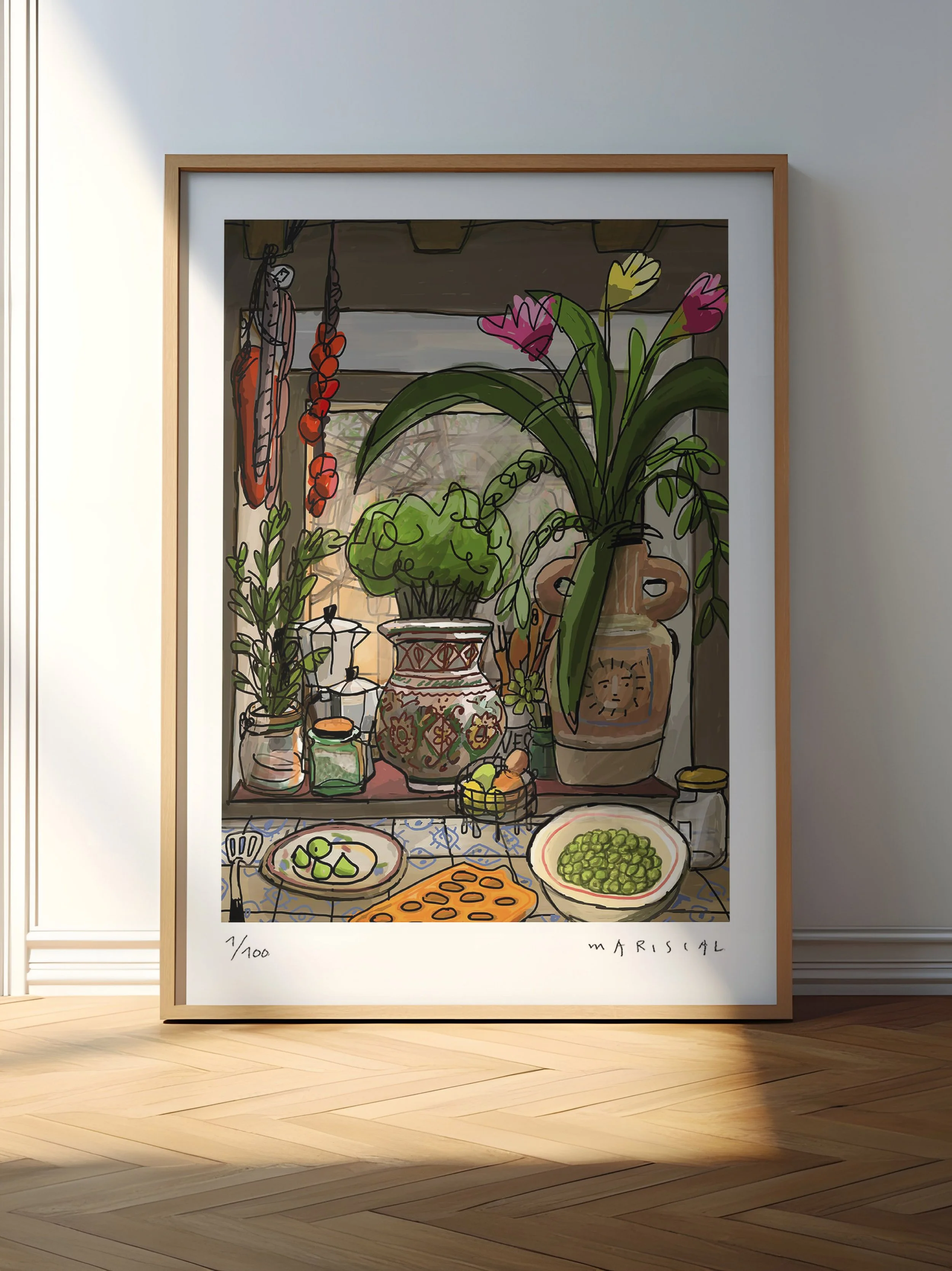 Ventana de la cocina con flores