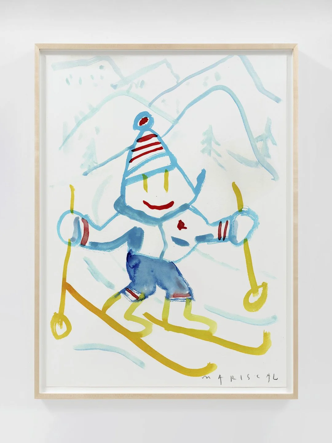 Cobi esquiador con gorrito a rayas