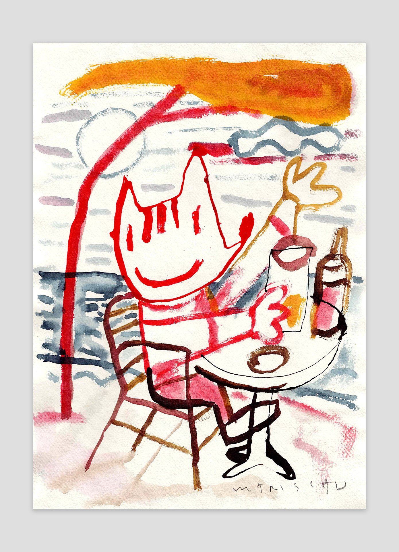 Acuarela sobre papel con Cobi, obra única firmada por Javier Mariscal