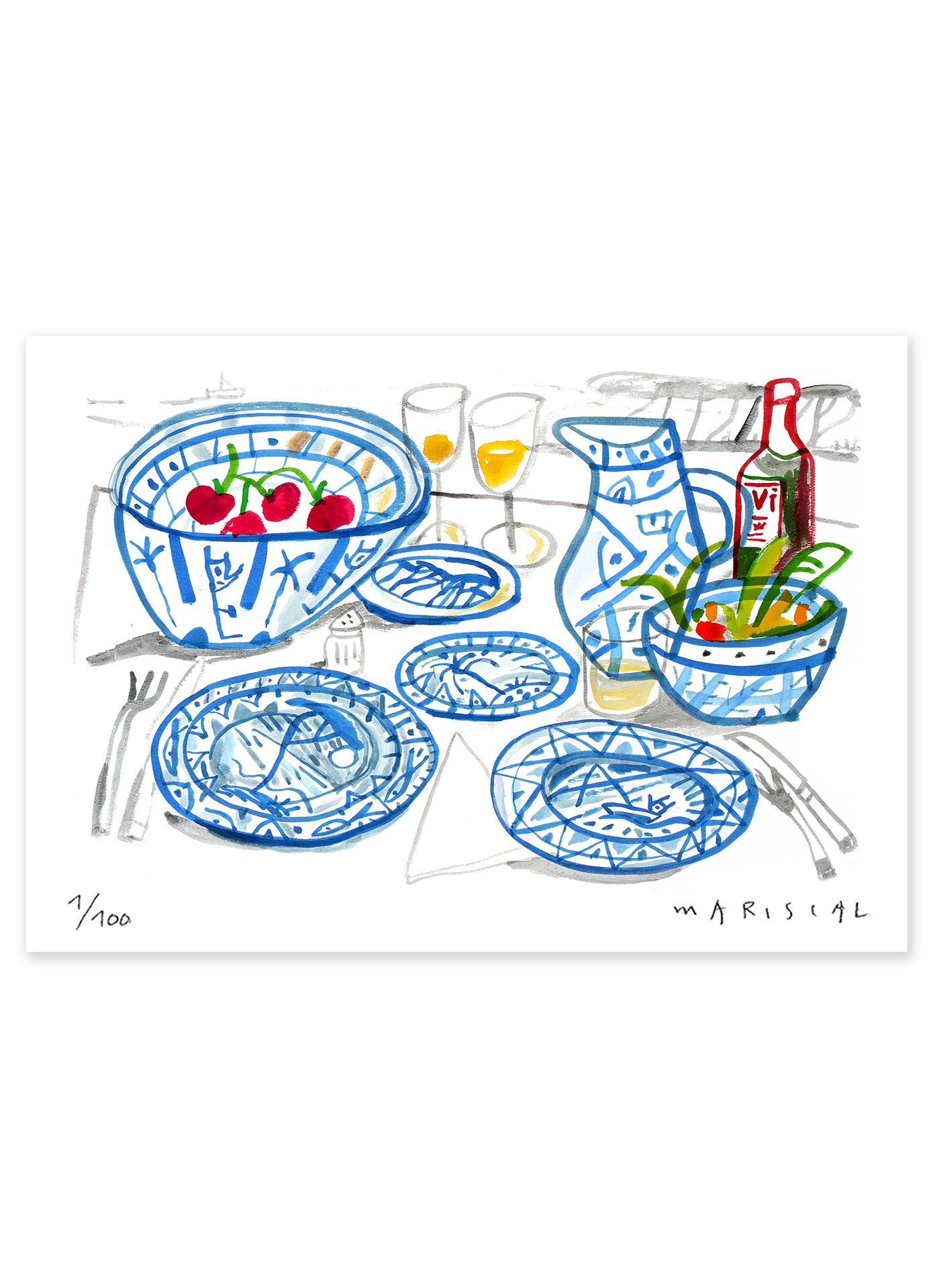 La vajilla azul cobalto