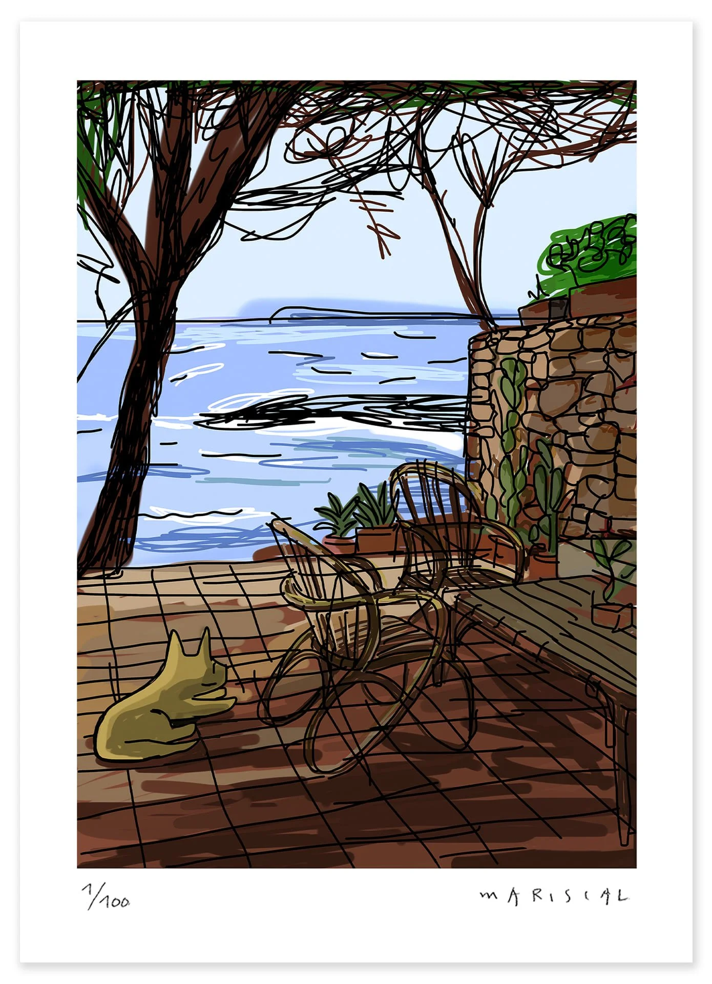 Julián en la terraza junto al mar