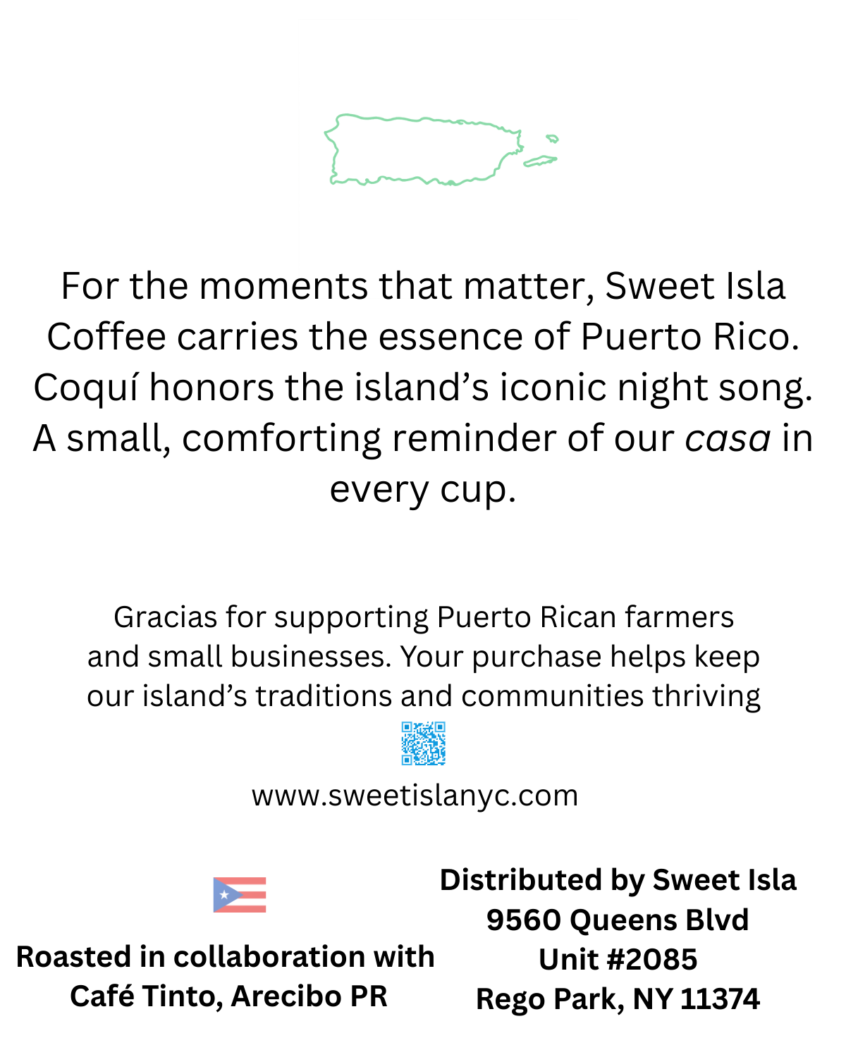 Sweet isla puerto rican coffe back label.png