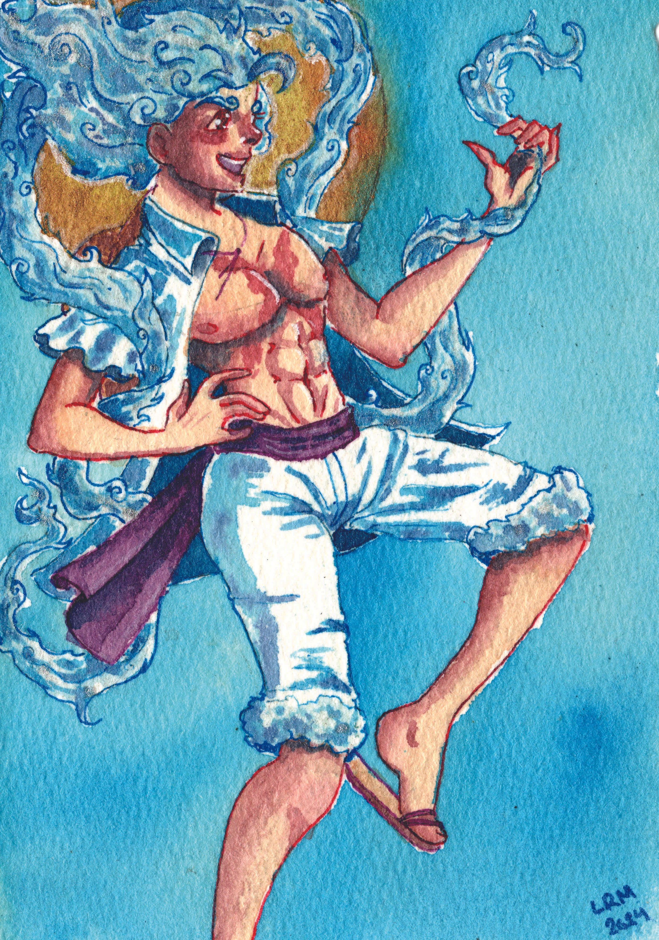 A painting of Luffy from One Piece