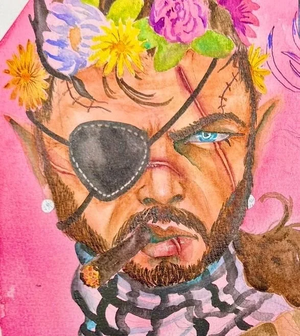 Redo of my old Venom Snake (MGSV) profile picture, &amp;new pfp. The old one used a Snapchat filter so it was kinda cheating, but it&rsquo;s been my pfp almost everywhere for nearly 10 years. 

New one is in my sketchbook featuring some Raidens! (MGR