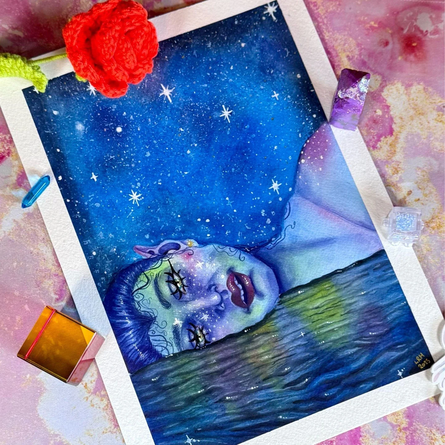 Redo of an old piece, &ldquo;Stella&rdquo;. 

&bull;
&bull;
&bull;
&bull;
&bull;
#watercolor #painting #water #ocean #stars