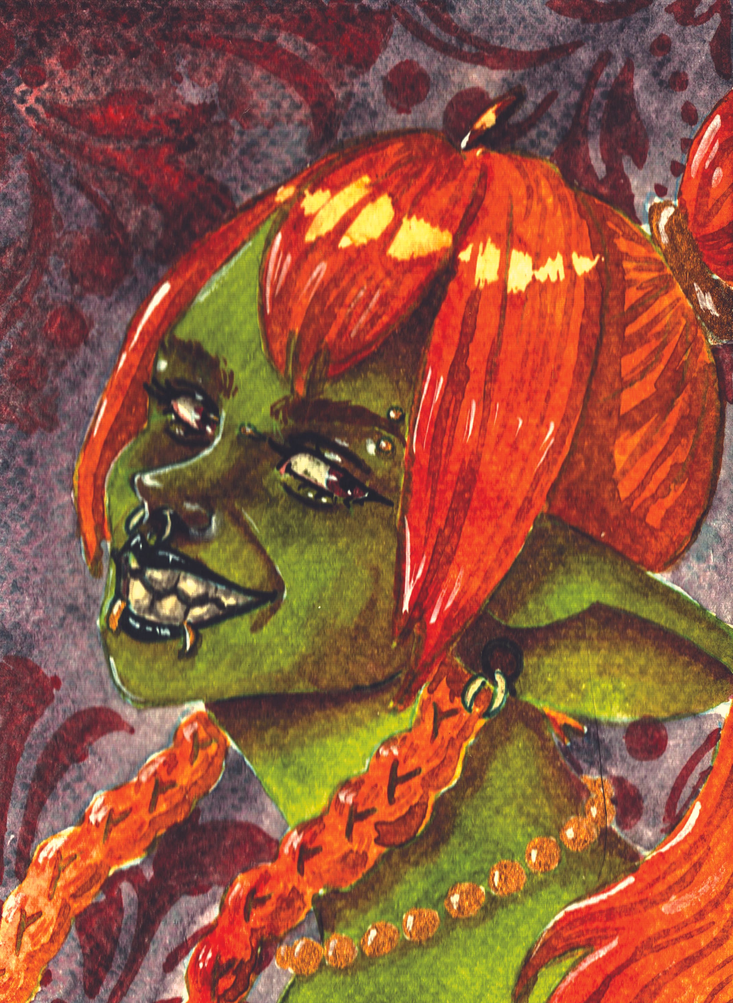 A painting of a goblin femme