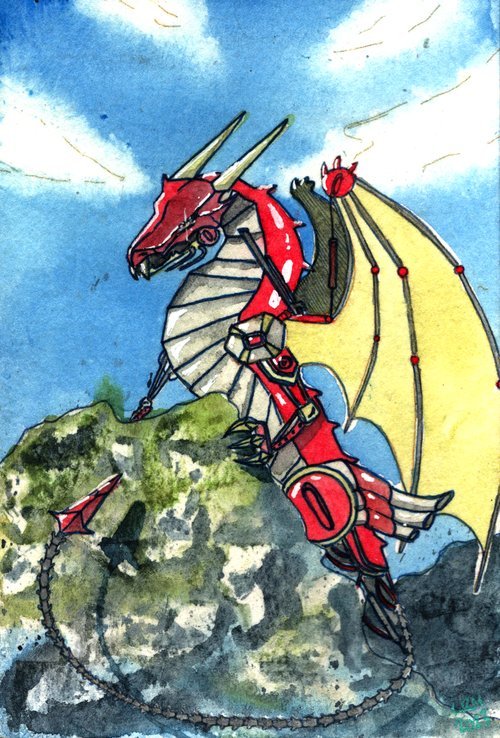 A red mecha dragon
