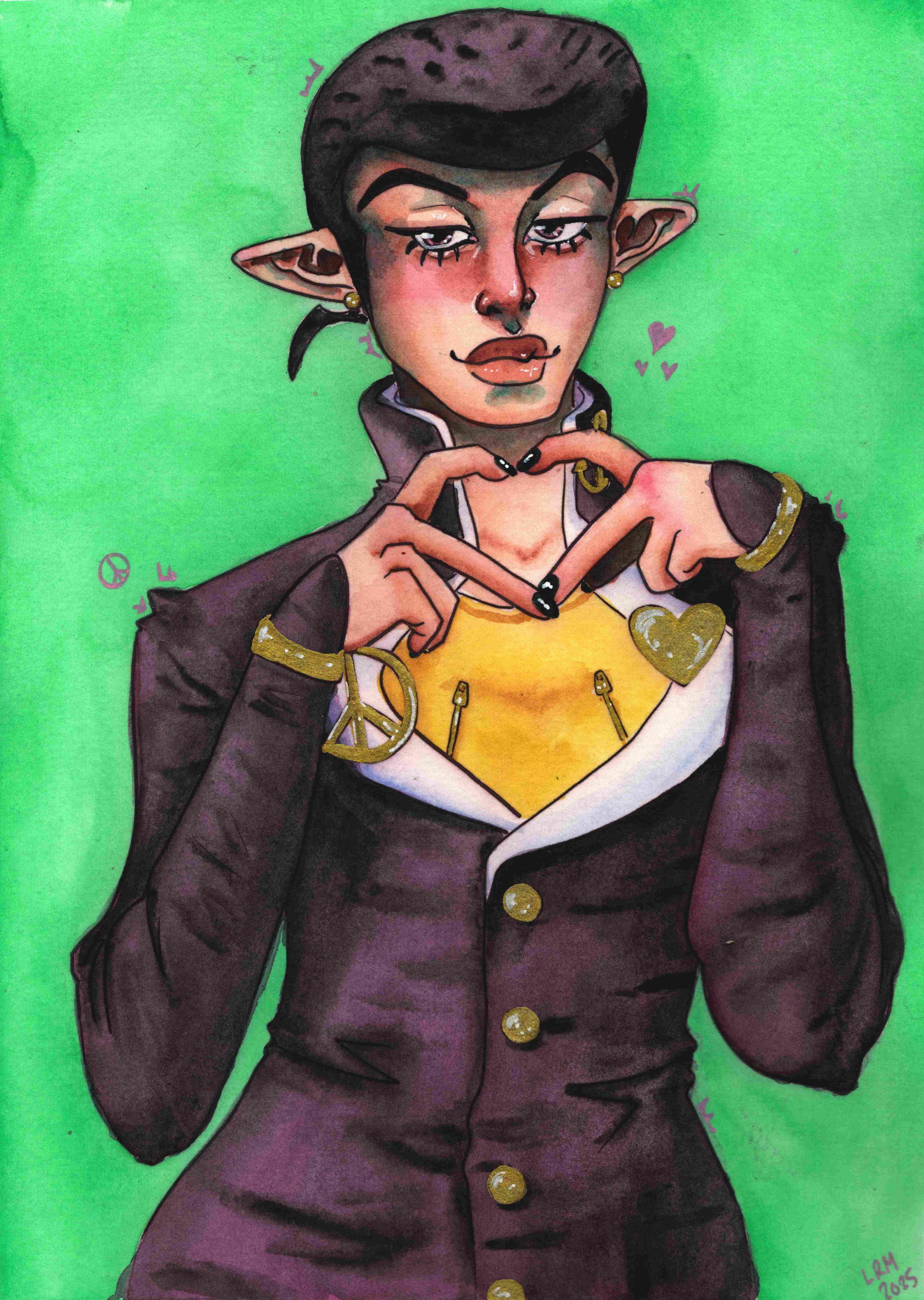 Josuke from JJBA making a heart with his hands