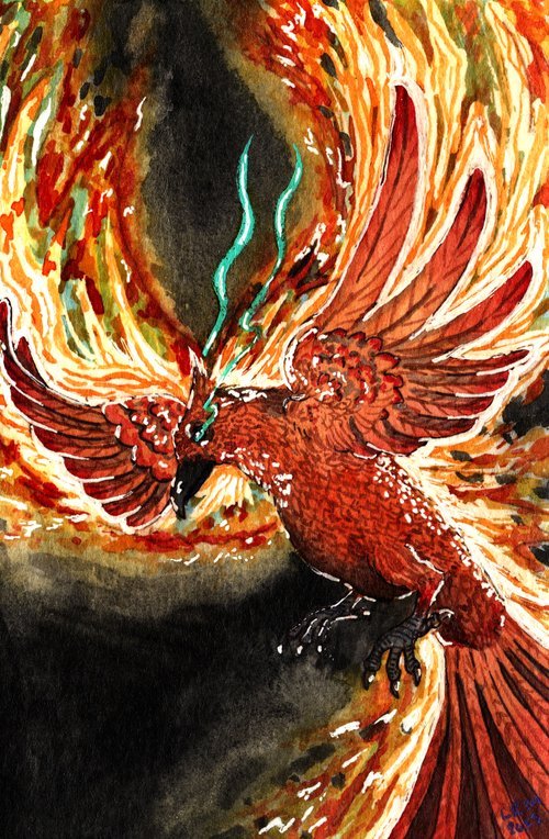 A phoenix in flight
