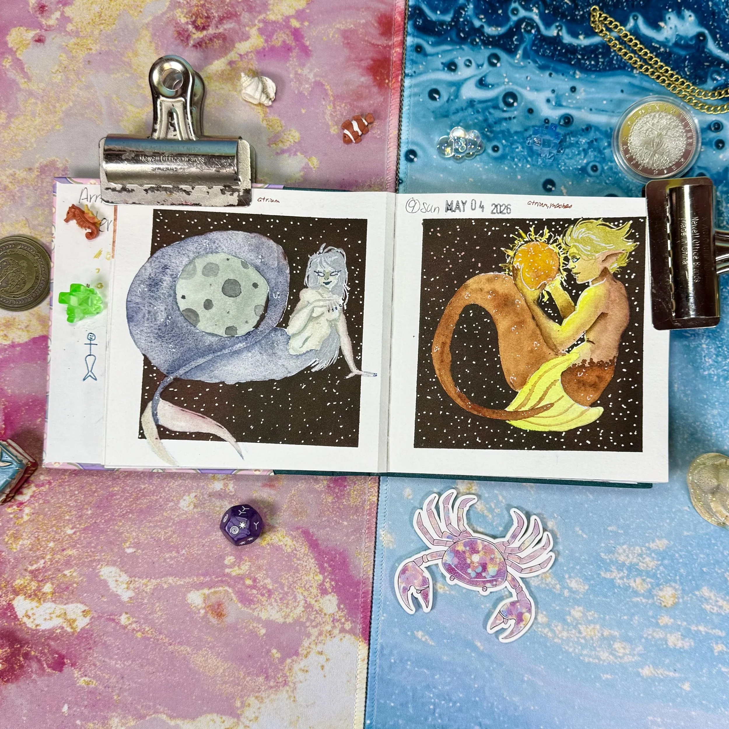 a lunar mermaid and a solar mermaid