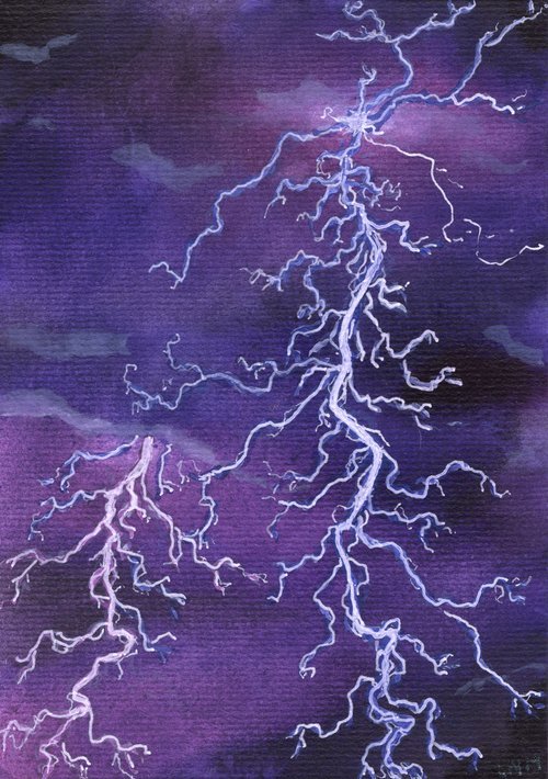 A painting of a lightning strike