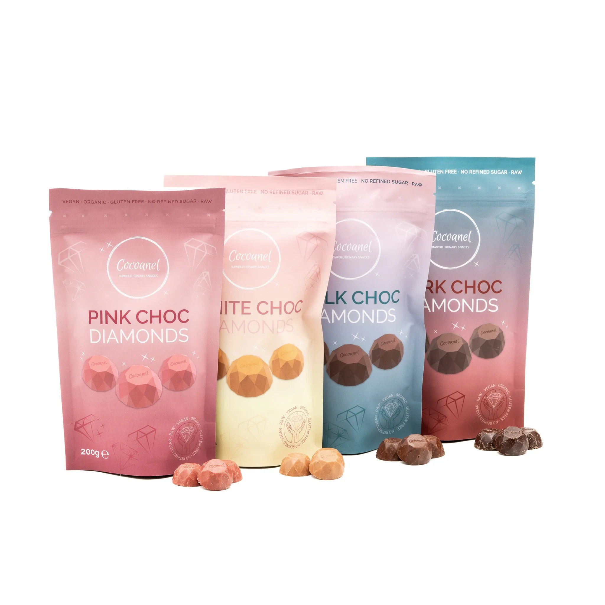 Diamonds Bundle Fruity – Vegane Rohschokolade in vier Sorten