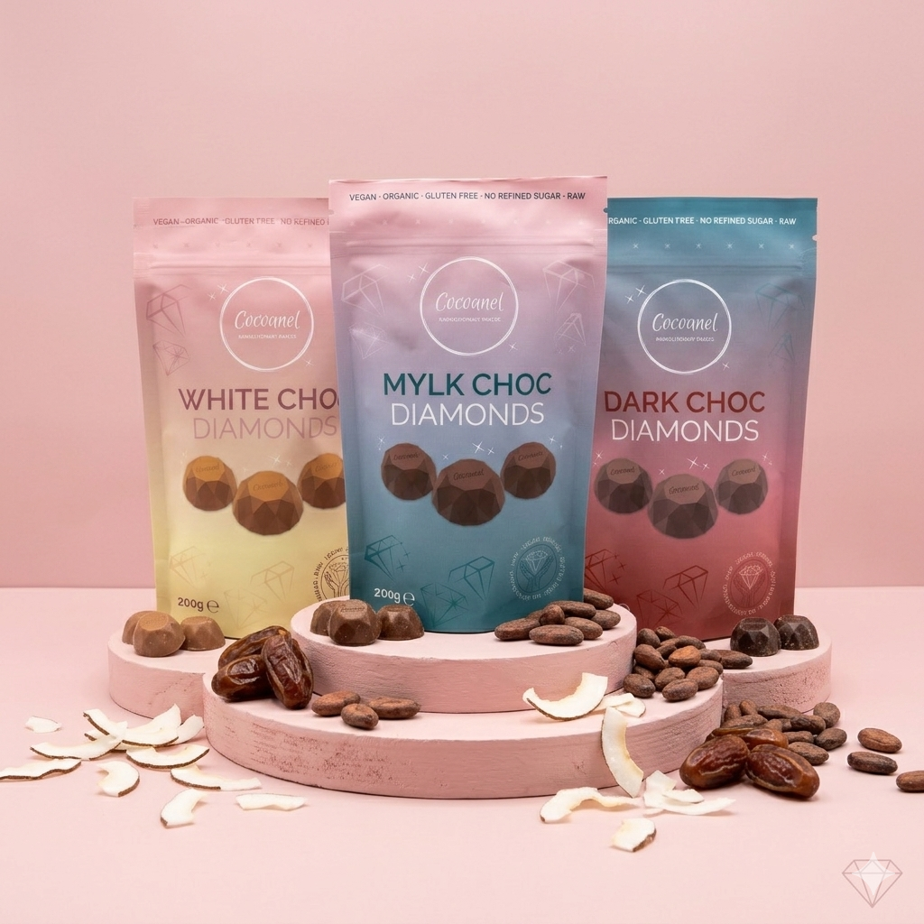 Diamonds Bundle Classic – Vegane Rohschokolade in drei Sorten