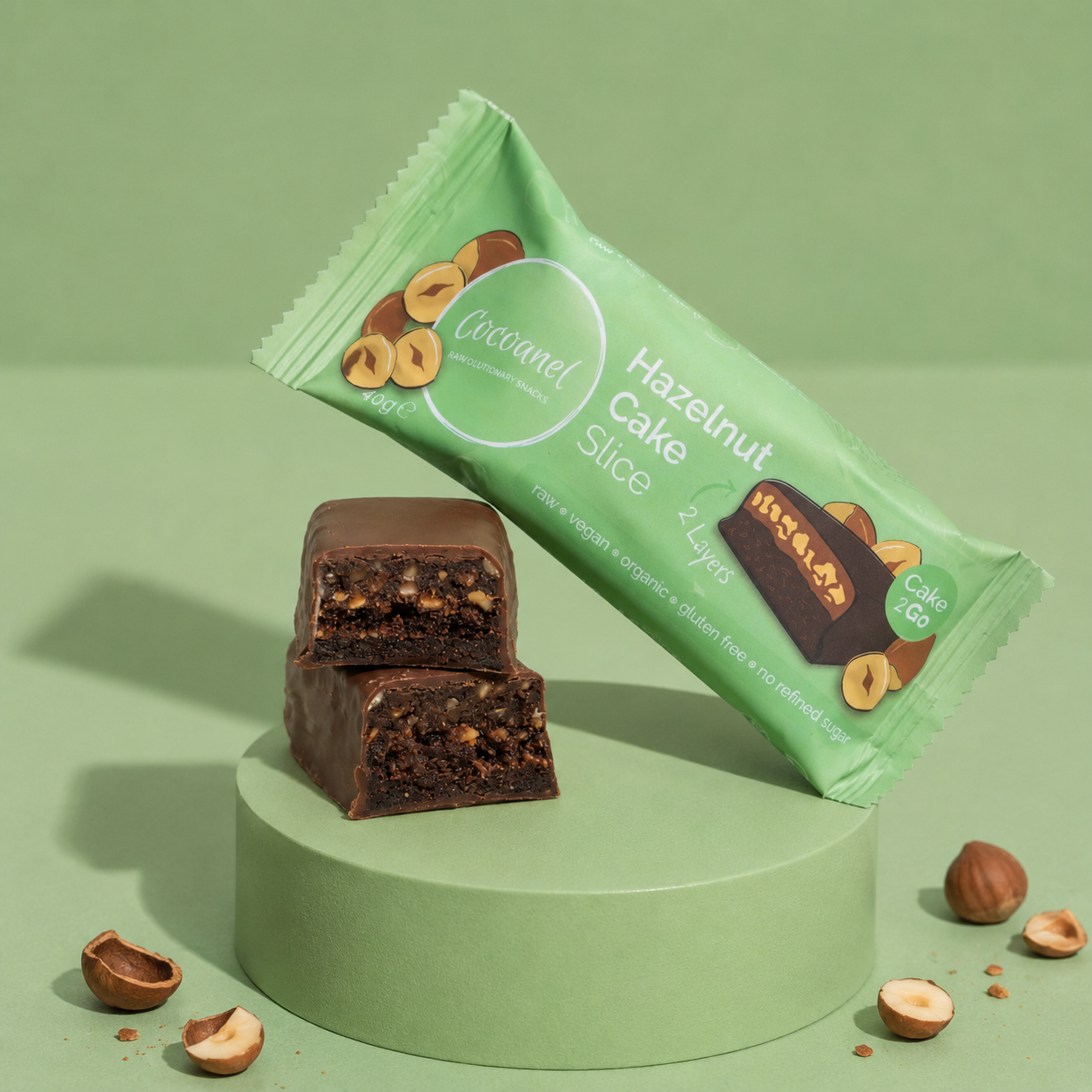Hazelnut Cake Slice – Vegane Schokoschnitte mit Haselnussmus