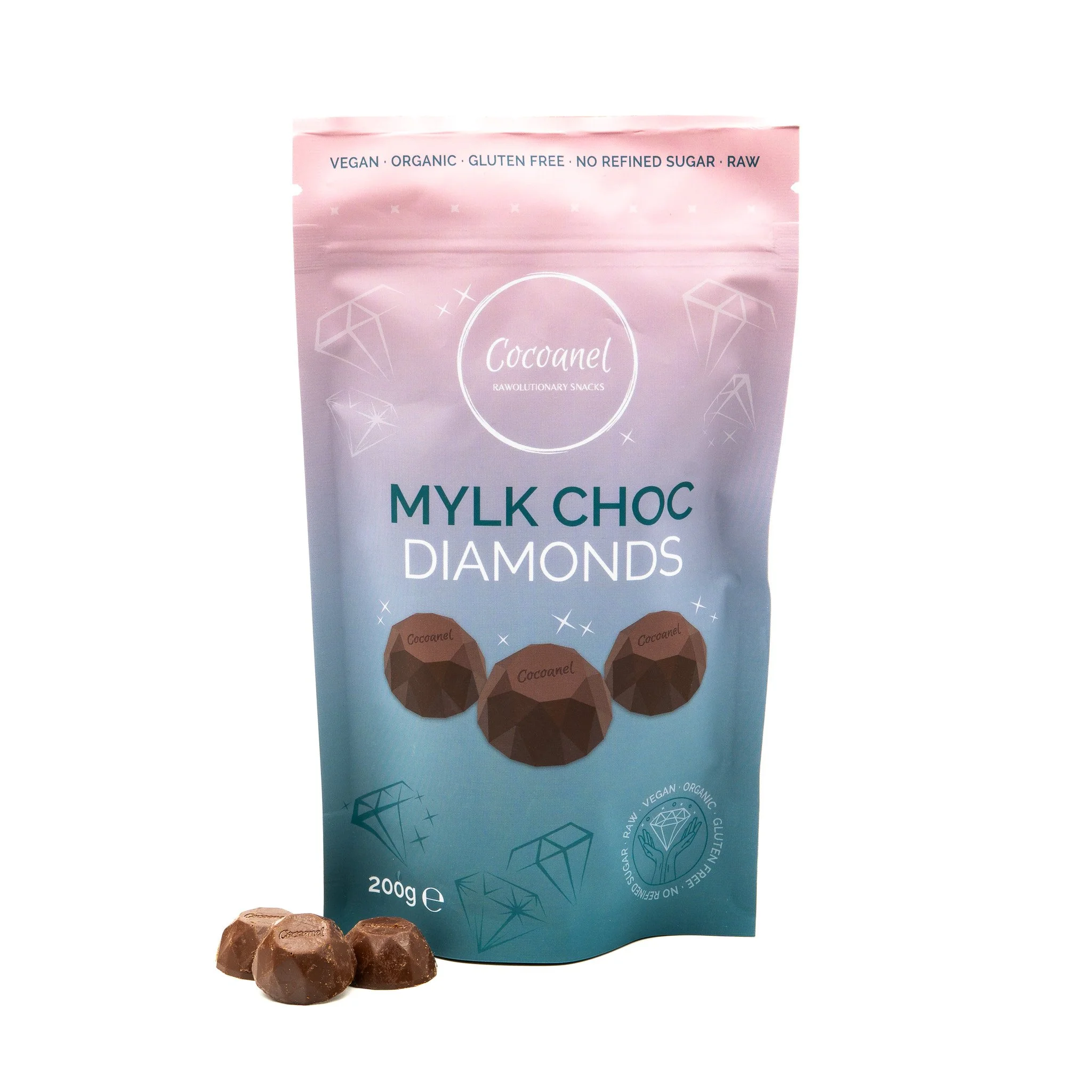 Mylk Choc Diamonds – Vegane Kokosmilchschokolade mit Datteln