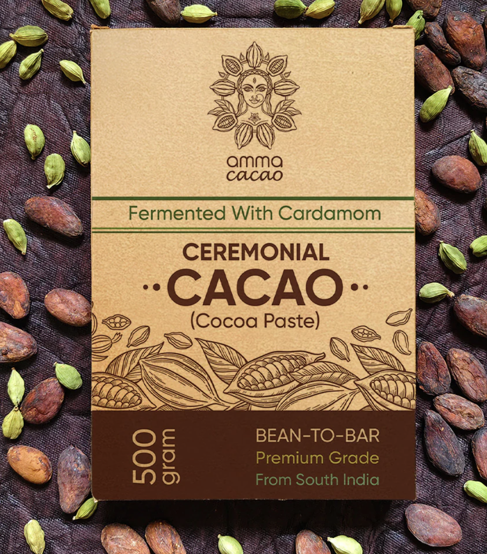 Ceremonial Cacao. Co-Fermented with Cardamom 500g Sold by ReNurture