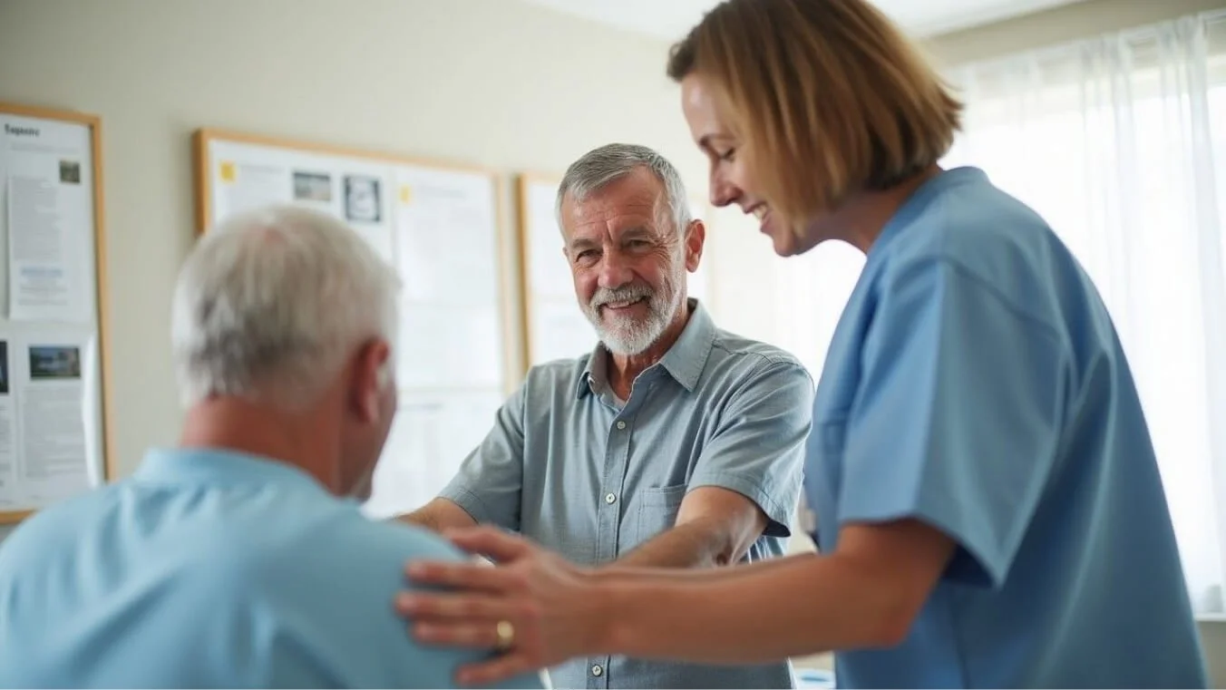 Veteran engaging in a physiotherapy session, demonstrating the supportive health services offered by the CVC program.