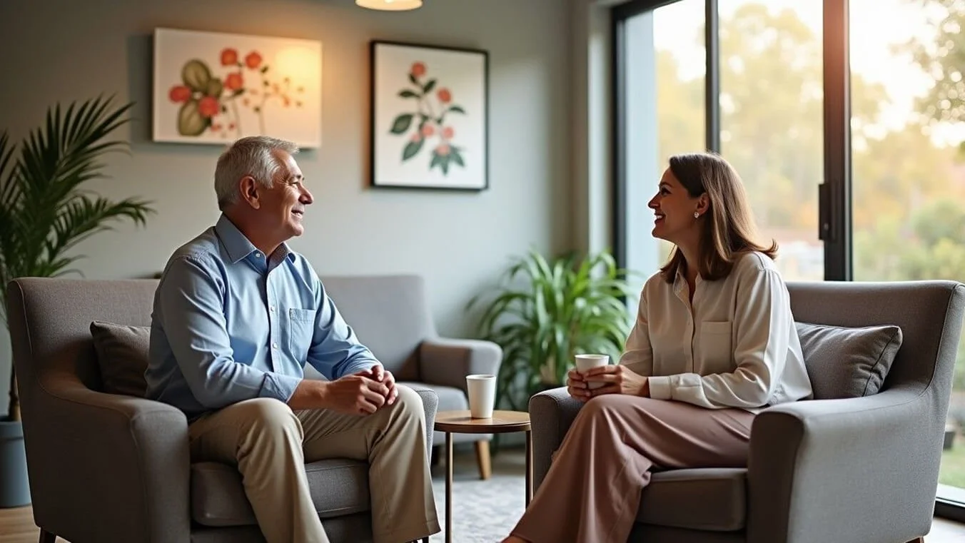 Senior veterans accessing Open Arms mental health counselling and peer support services in Australia.