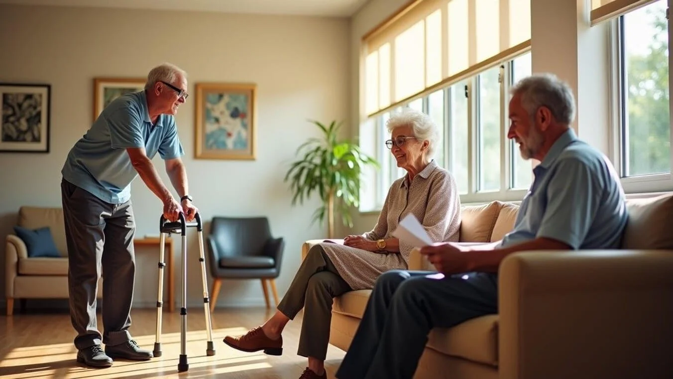 Senior Australian veterans of diverse ages accessing community healthcare services and DVA assistance programs.