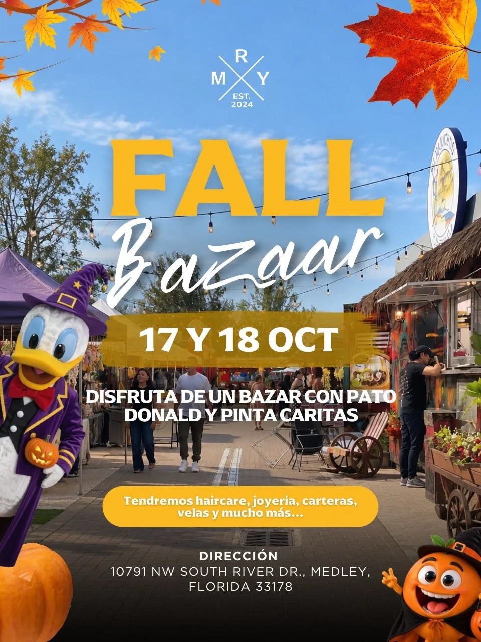 🍂🎃 &iexcl;EL FALL BAZAAR LLEGA ESTE 17 Y 18 DE OCTUBRE! 🧡

Desde las 2:00 PM estaremos OPEN para disfrutar de una experiencia llena de oto&ntilde;o, compras y diversi&oacute;n. 🛍️✨

Ven a conocer nuestro bazar con haircare, joyer&iacute;a, carter