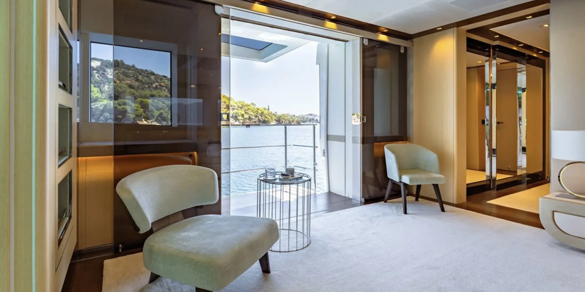 Master Cabin Seating and Balcony