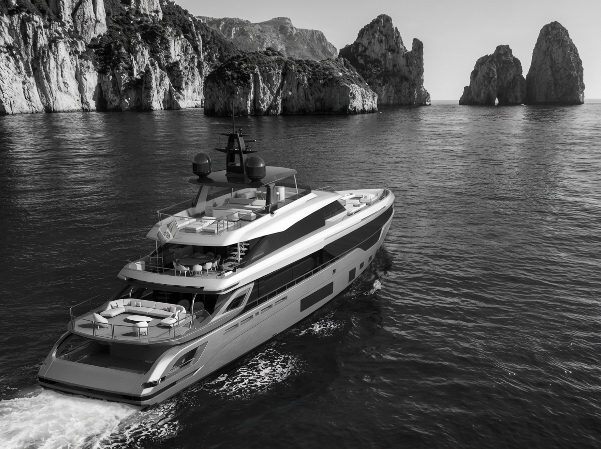 Azimut Grande Trideck exterior design by Alberto Mancini