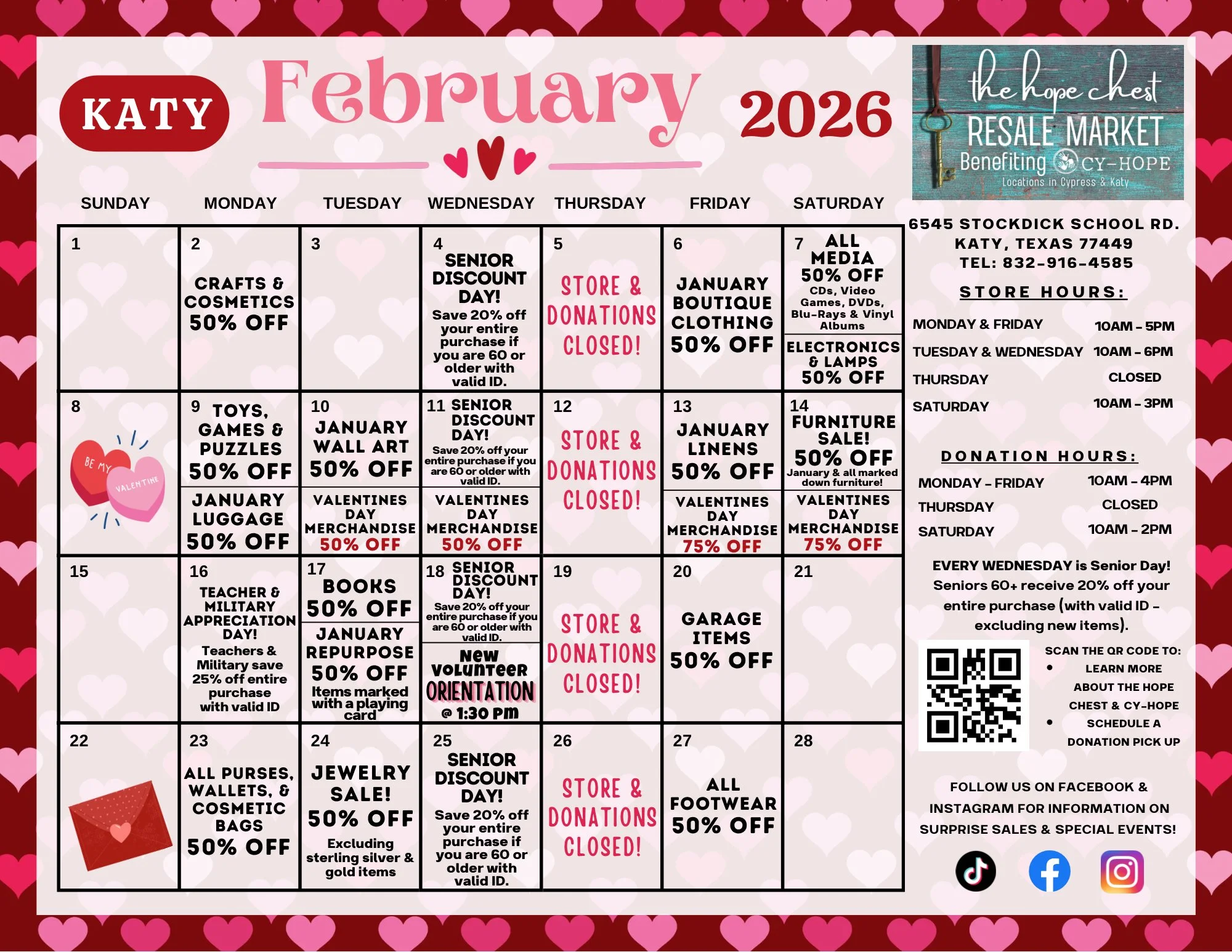 Hope Chest Resale Market Katy February Sales Calendar