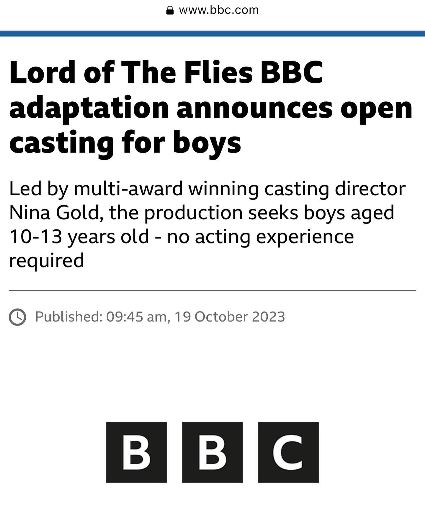 Check out this open Casting opportunity for boys aged 10-13 by the BBC. Email me to clarestartalent@gmail.com for more information or help with your self-tape! #casting #castingforkids #bbc