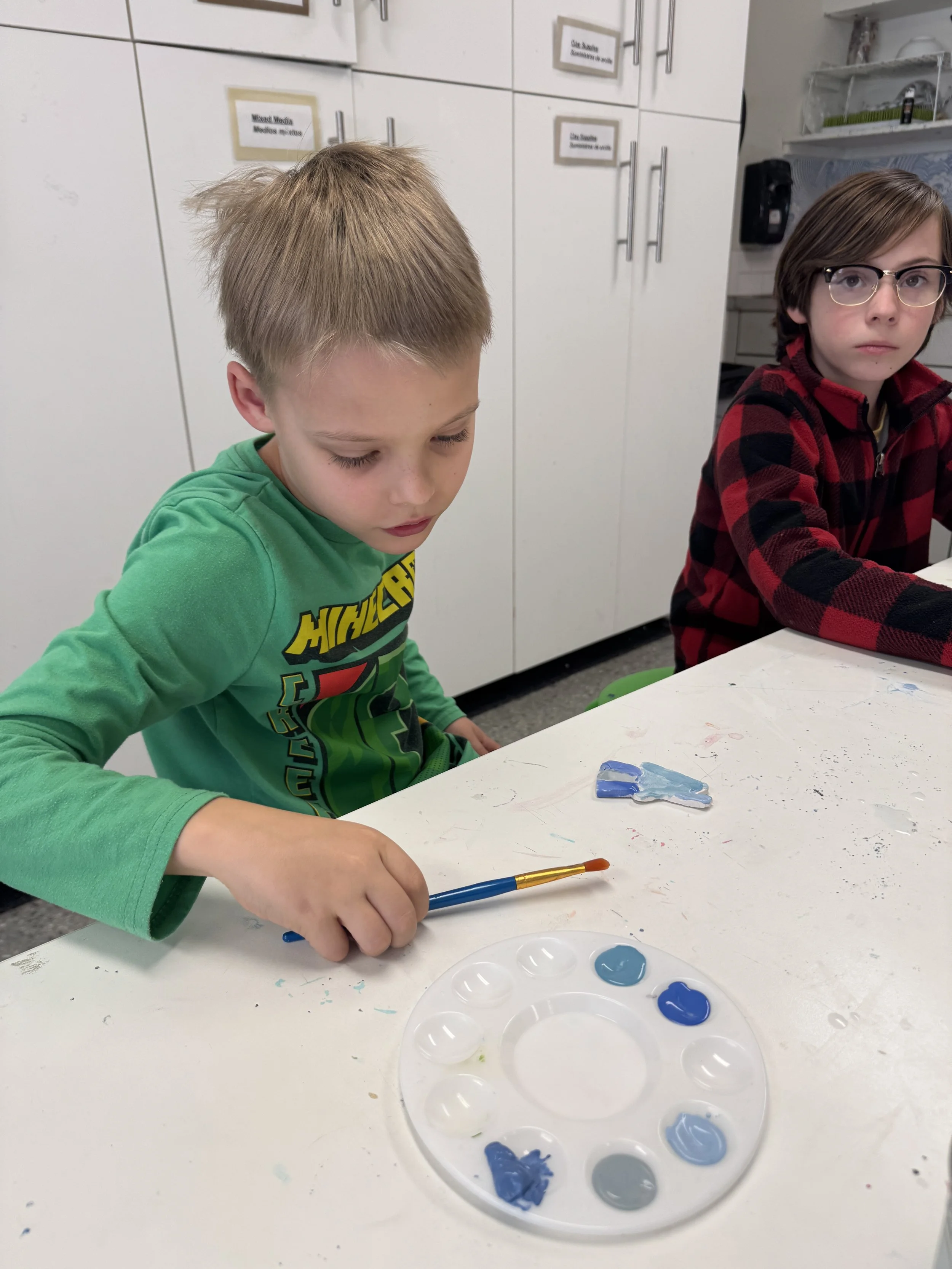 Kids working on art project