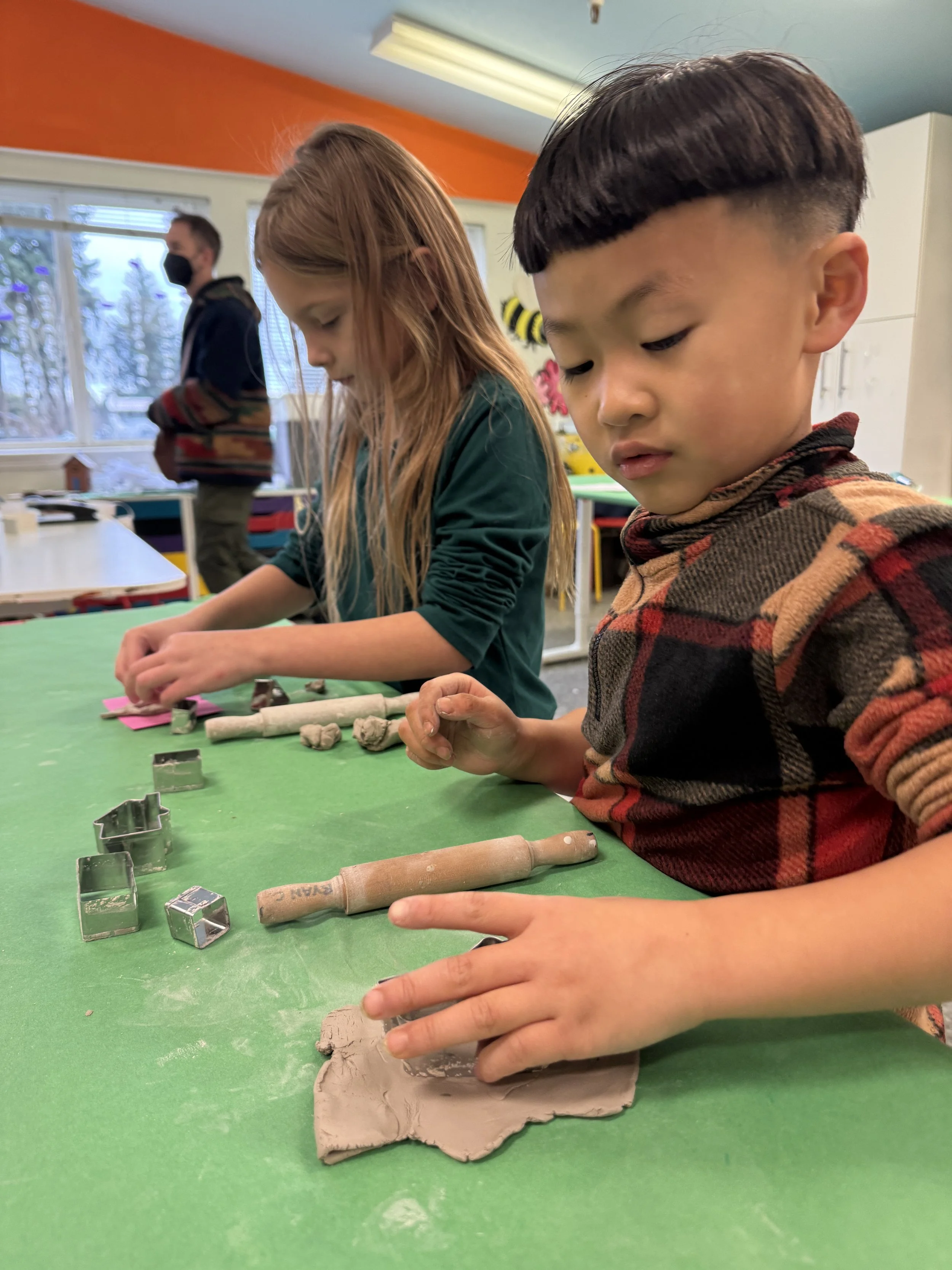 Kids working on art project