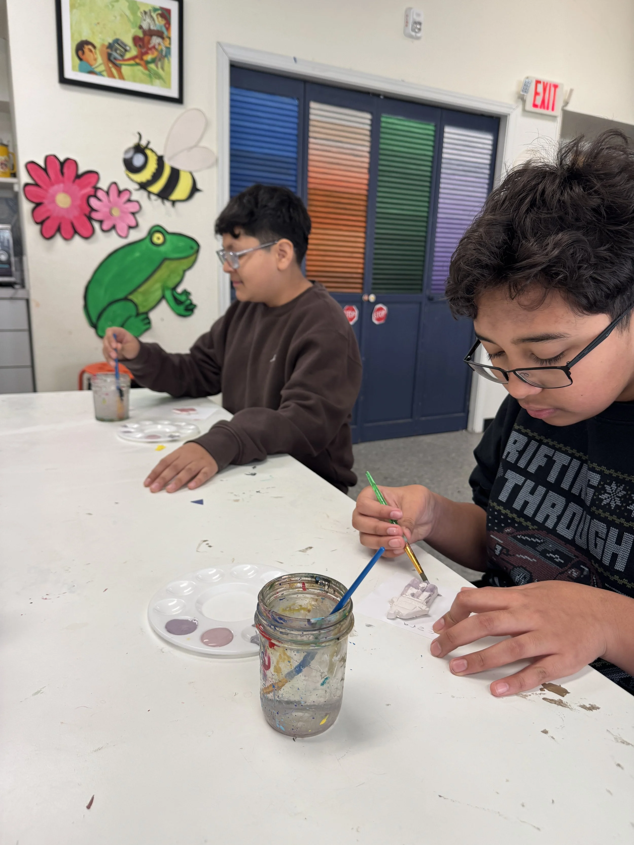 Kids working on art project