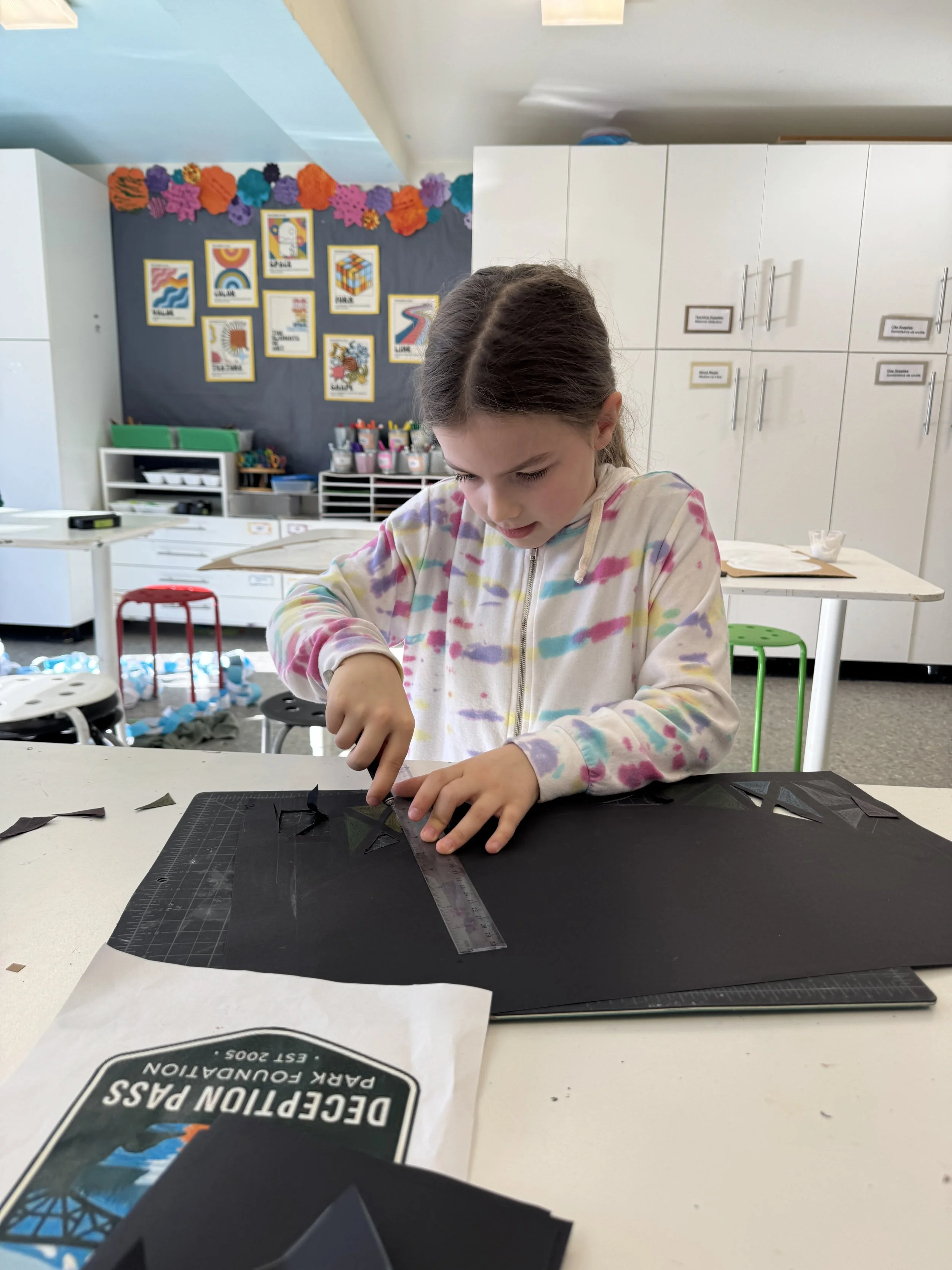 Child working on art piece