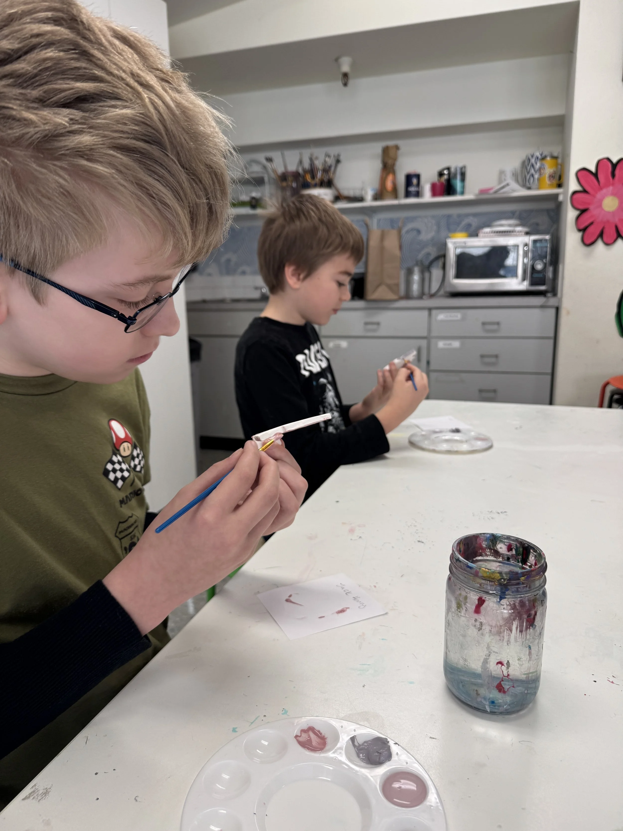 Kids working on art project