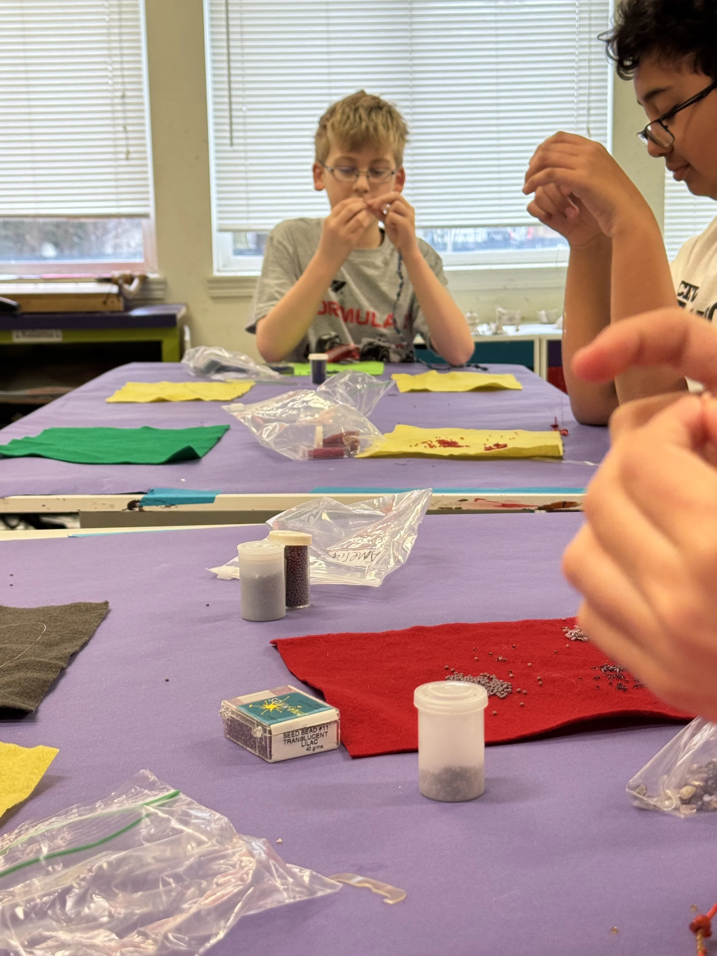 Children working on art piece