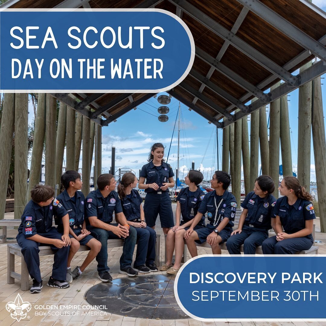 ☀️ Dive into a Day on the Water at Discovery Park! ⛵️ 

🚤🌊 Join us as Ship 2017 &quot;Polaris&quot; sets sail with their awesome motor surf boat, ready to give you the ride of a lifetime! 
Come learn more about Sea Scouts! ⚜️

🌭 Fuel up with a del