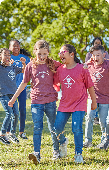 Cub scouts participating in a race game