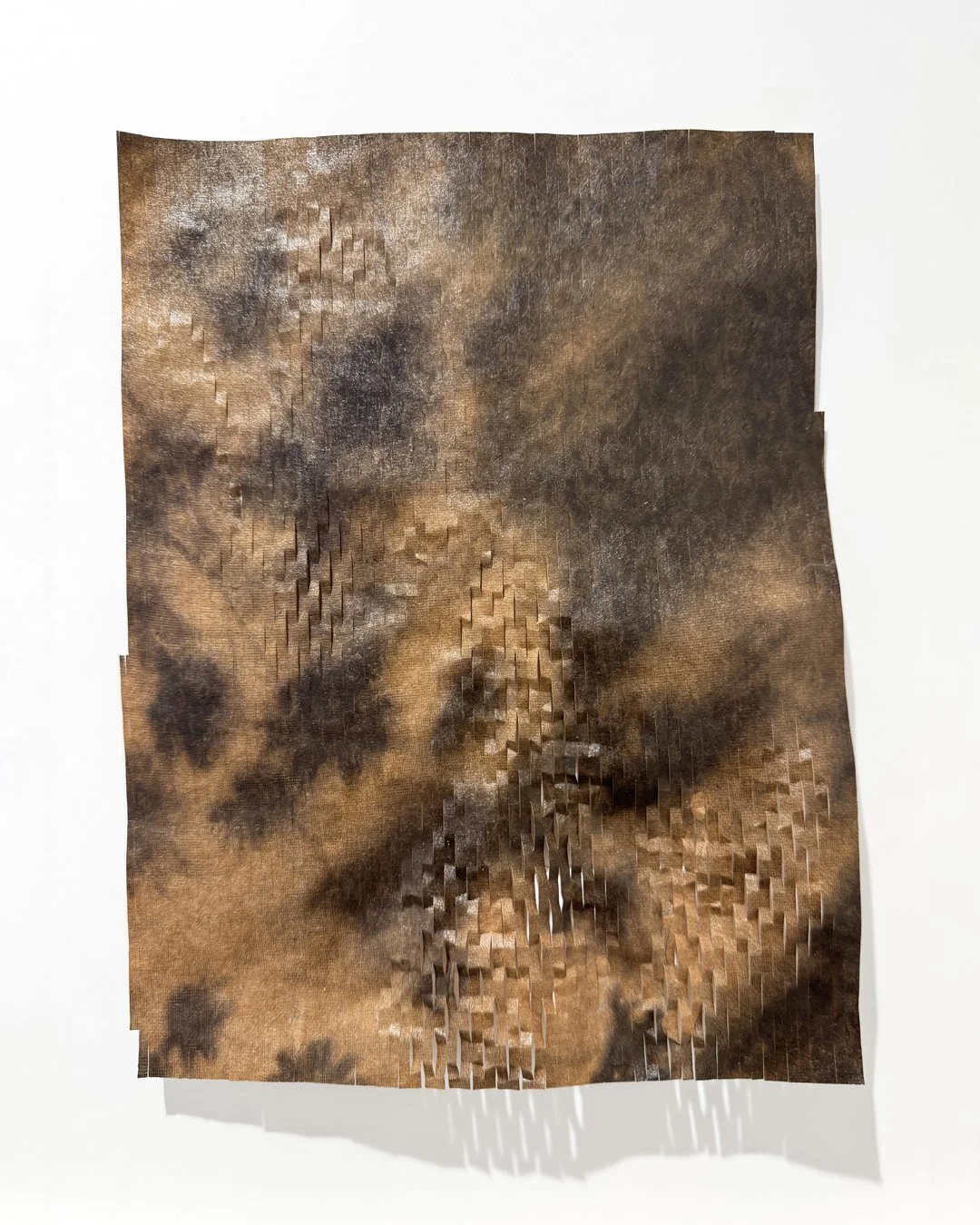 Paper lattice construction with nature-based print; expanded honeycomb texture, Held Gently series.