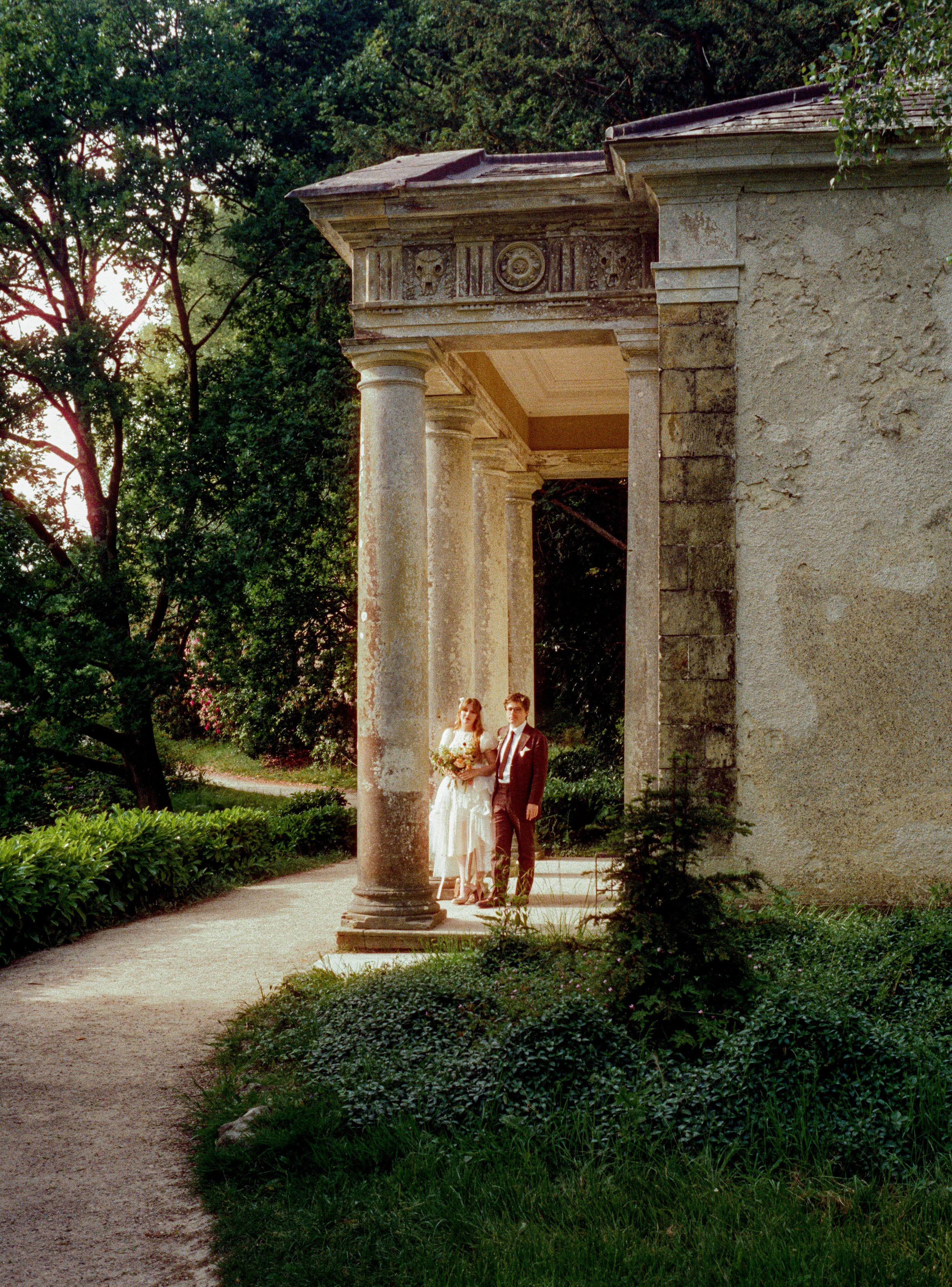 Bride and and groom portraits at Stourhead Estate in the United Kingdom, where they filmed Pride & Prejudice (2005)
